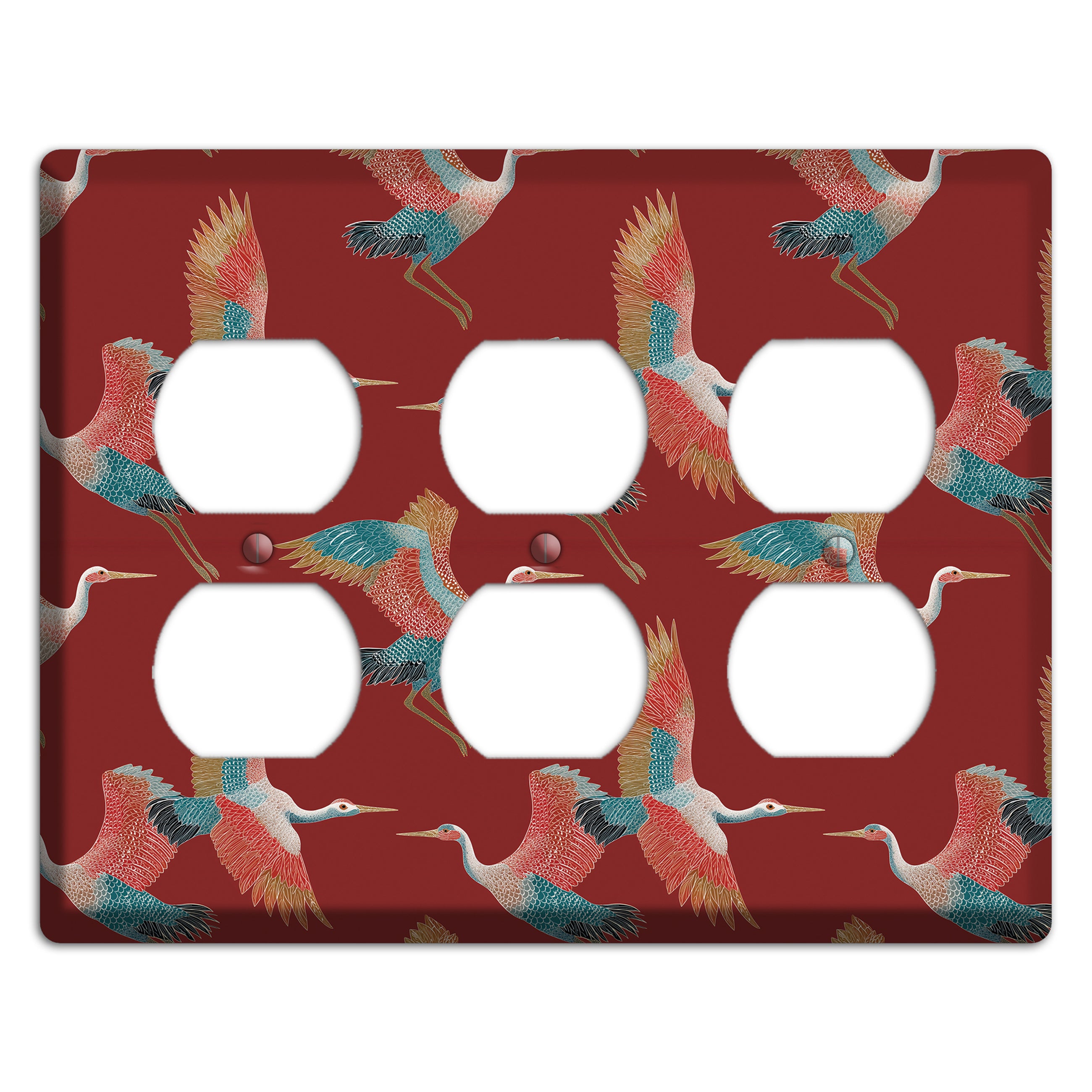 Crimson Heron Dance 3 Duplex Wallplate