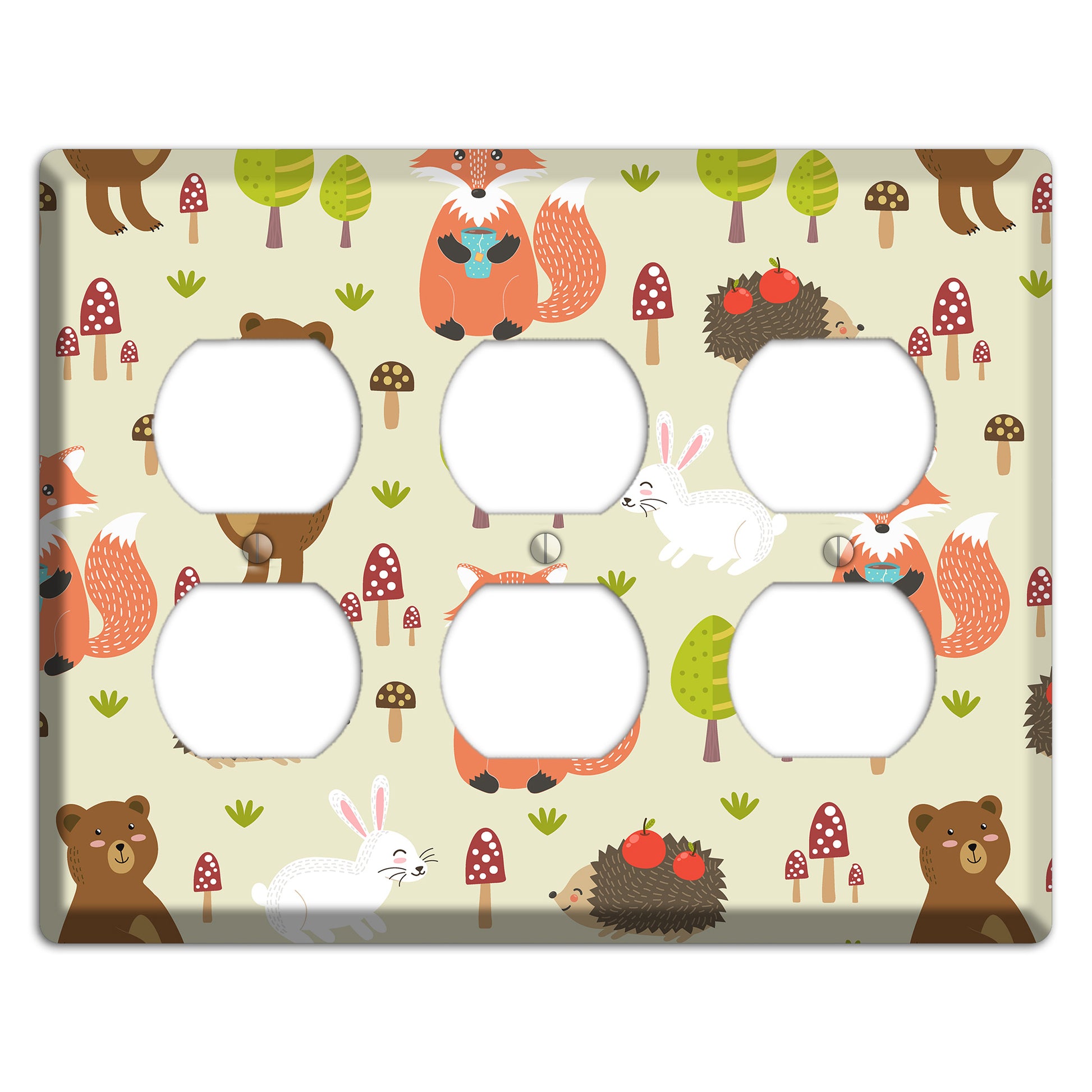 Forest Critters (Beige) 3 Duplex Wallplate