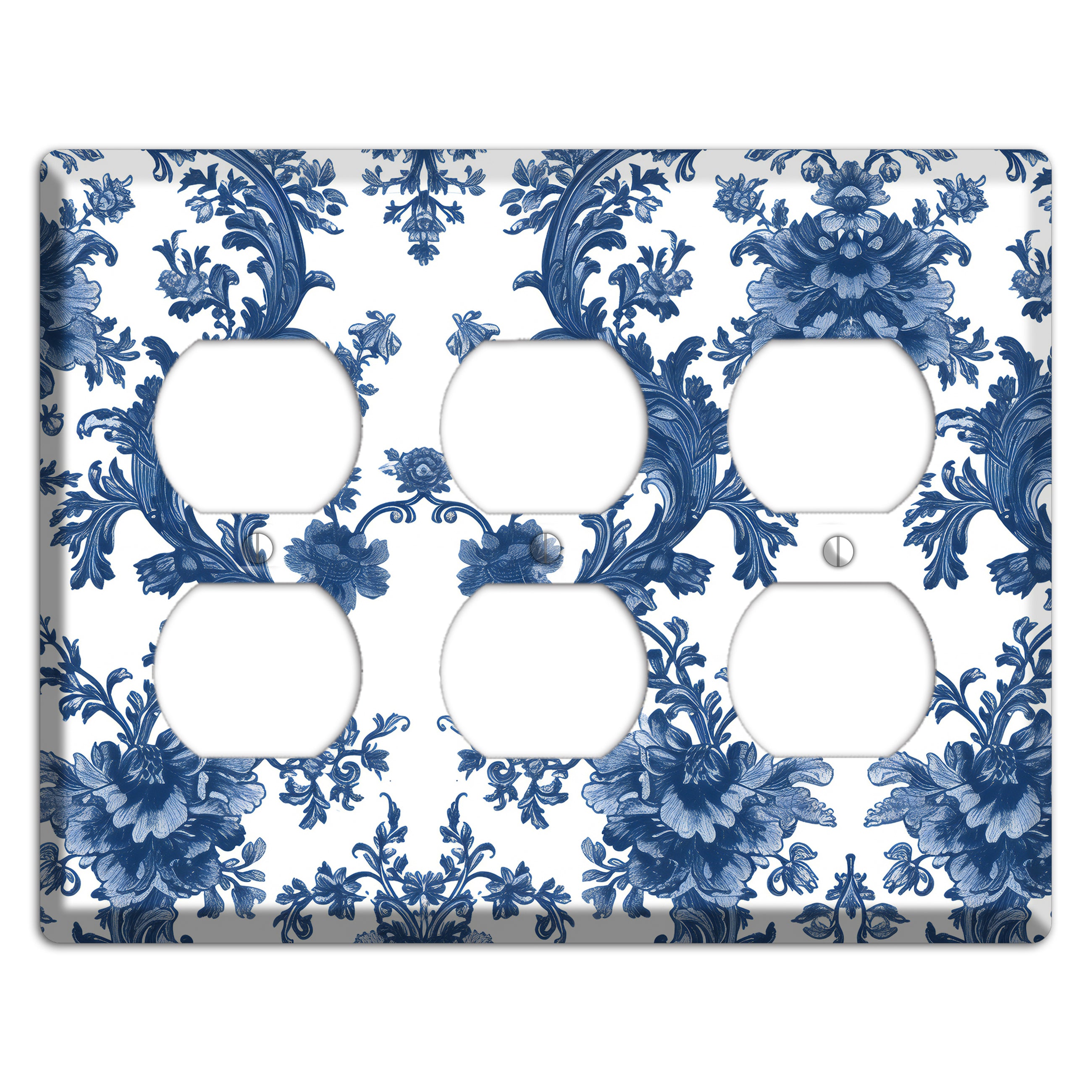 Cobalt Garden Damask 3 Duplex Wallplate