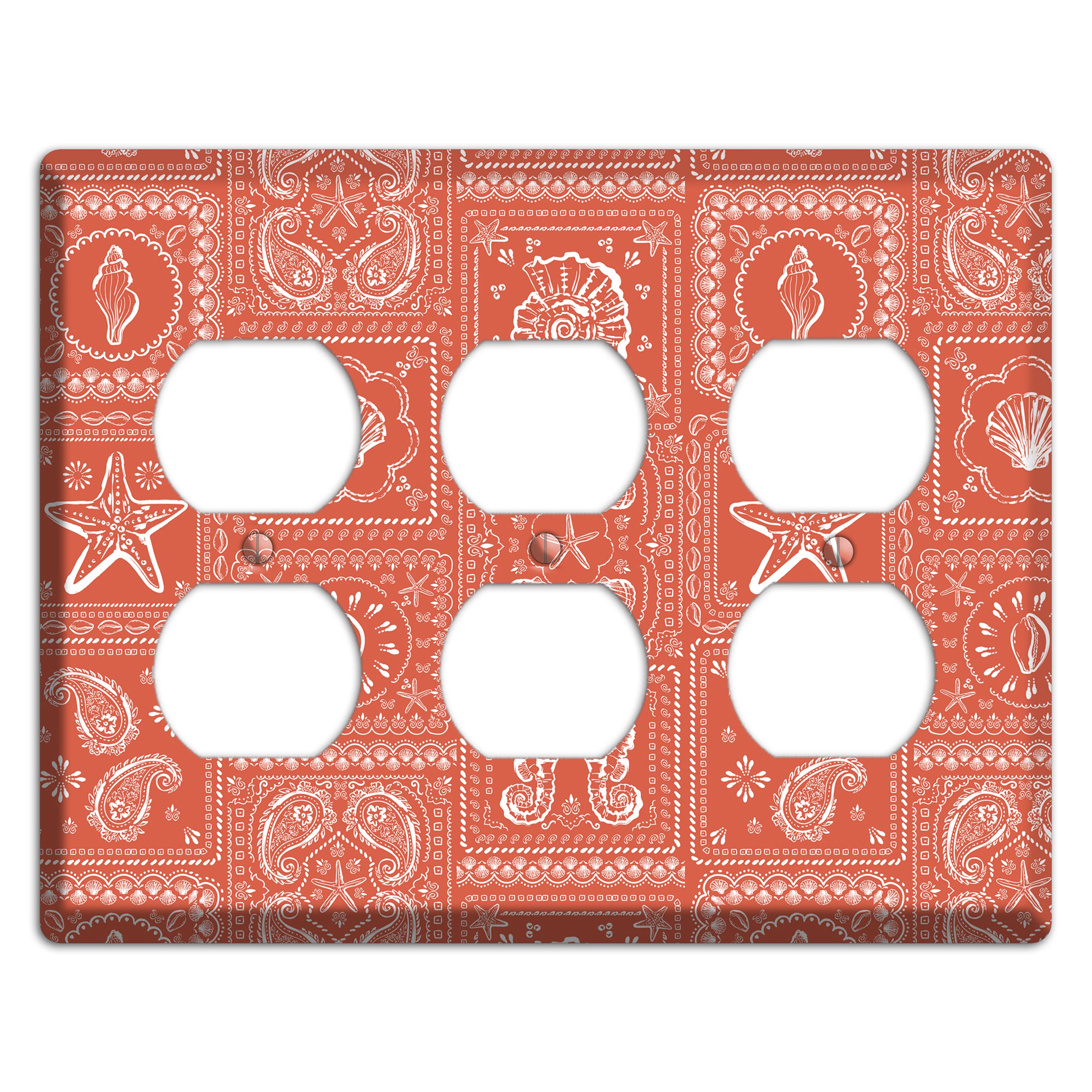 Terracotta Shell Patchwork 3 Duplex Wallplate