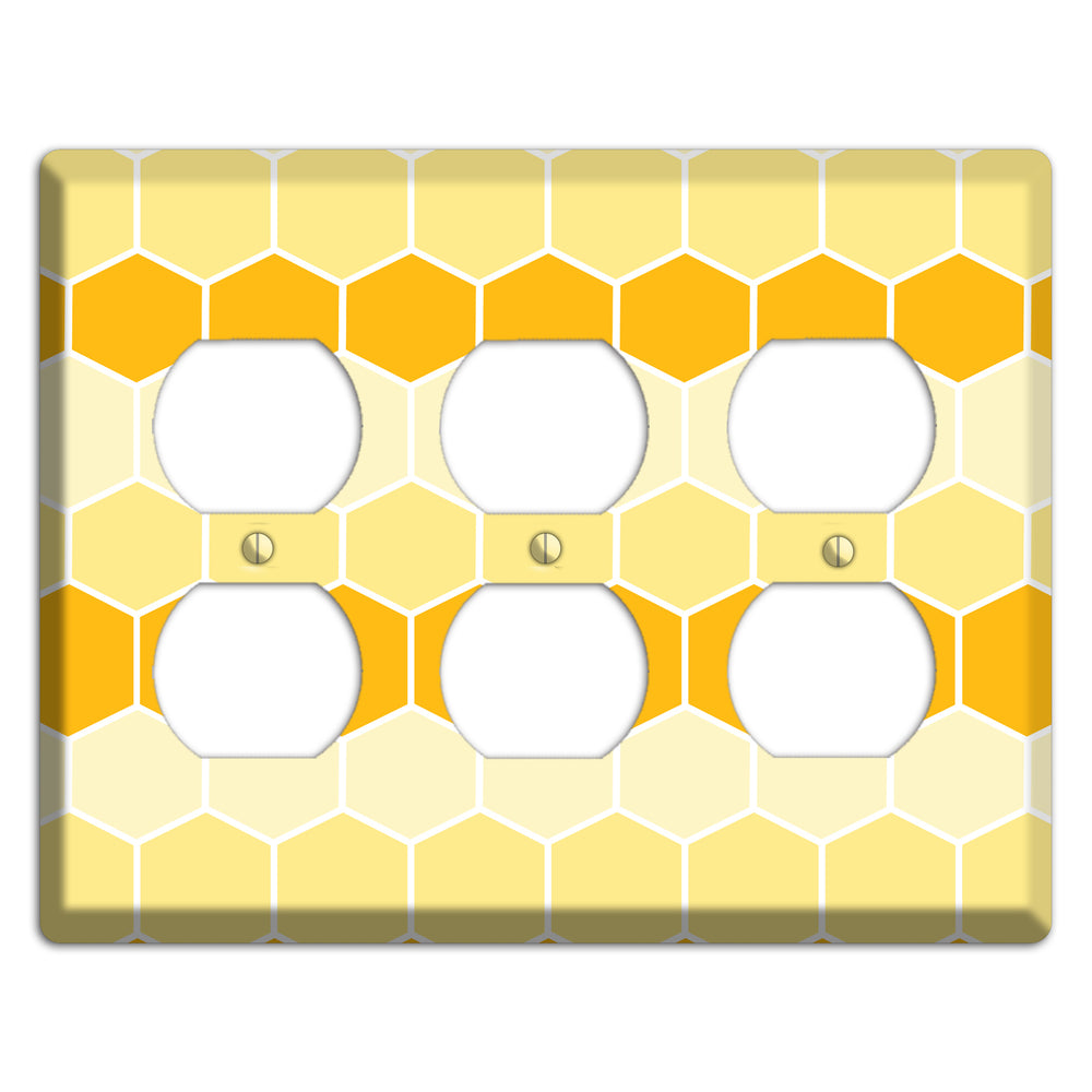 Golden Hollow Grid 3 Duplex Wallplate