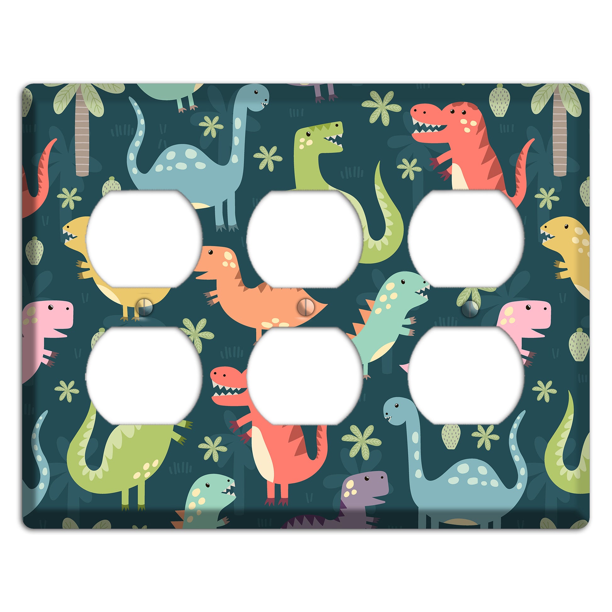 Jurassic Pals (Dark) 3 Duplex Wallplate
