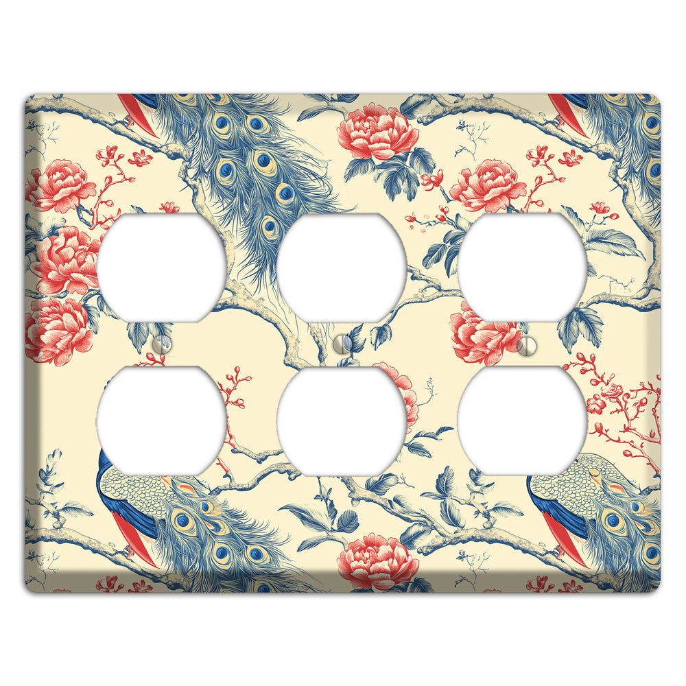 Peacock & Peony 3 Duplex Wallplate