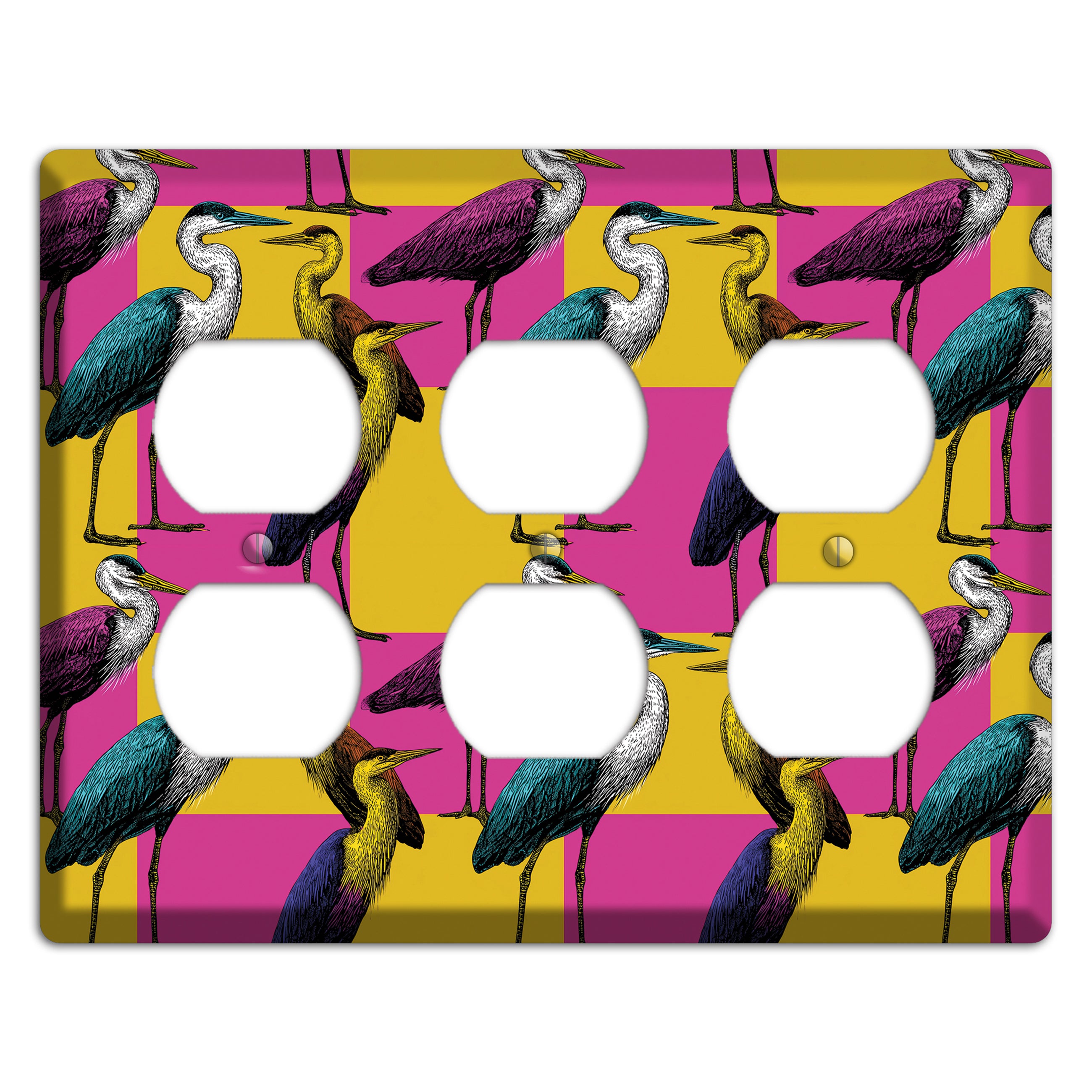 Magenta Heron Grid 3 Duplex Wallplate