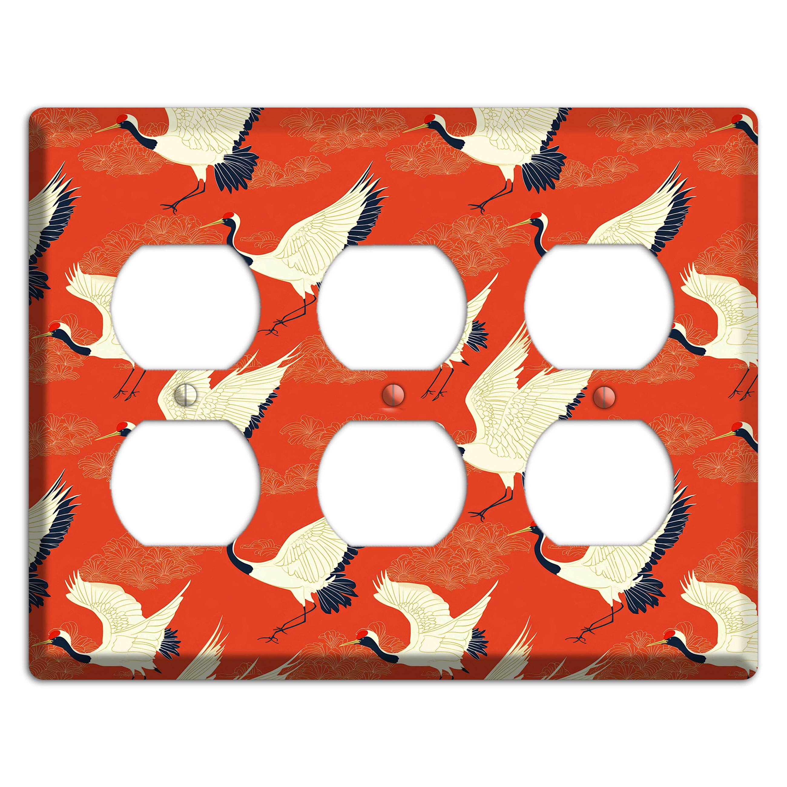 Vermillion Crane Flight 3 Duplex Wallplate