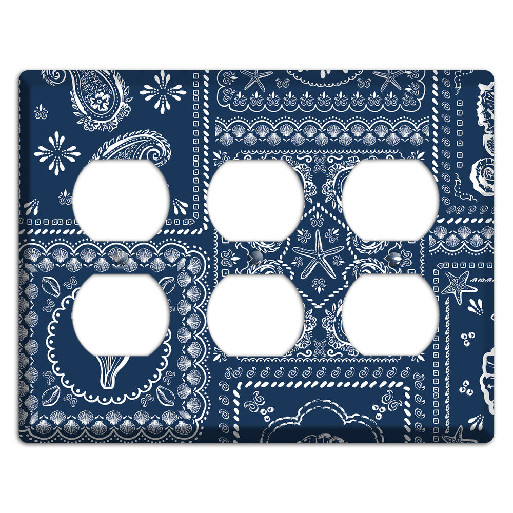 Navy Paisley Patchwork 3 Duplex Wallplate