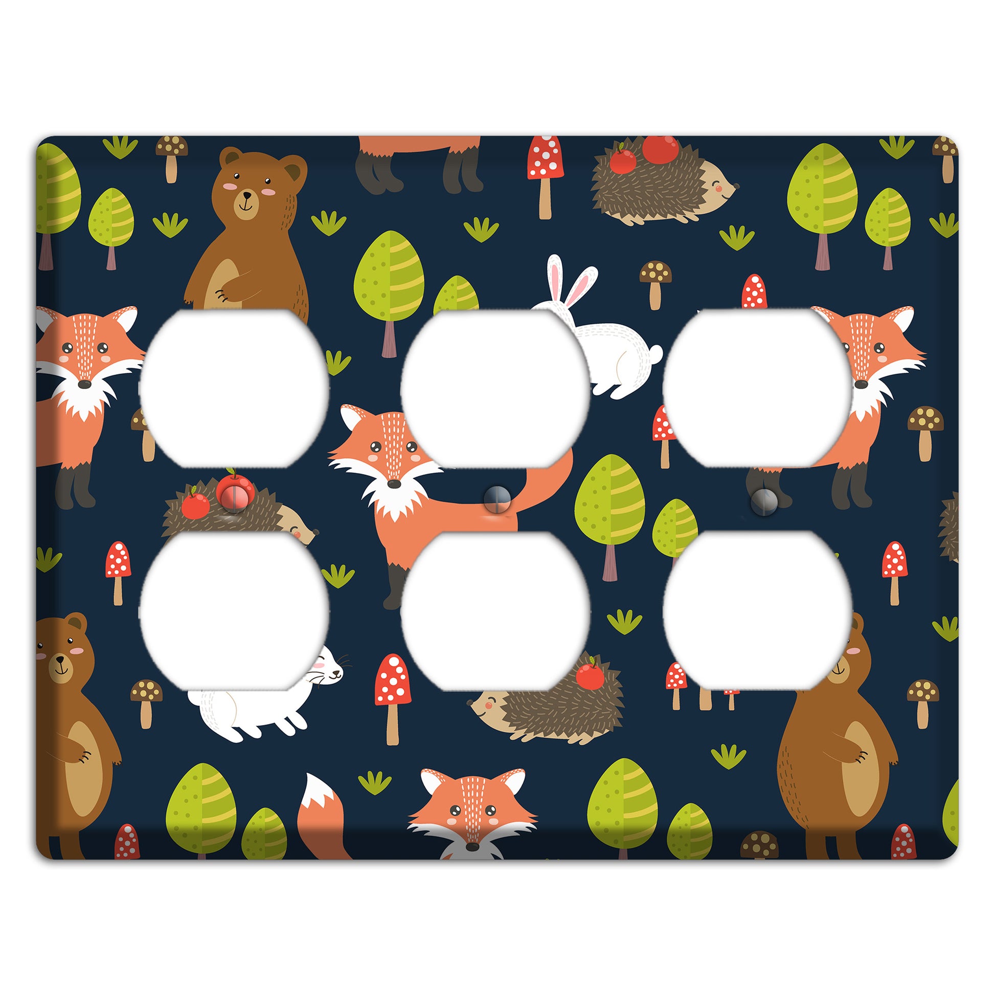 Forest Critters (Navy) 3 Duplex Wallplate