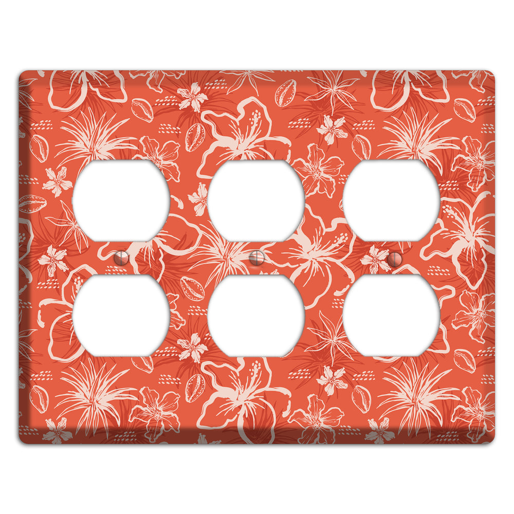 Coral Hibiscus Reverie 3 Duplex Wallplate