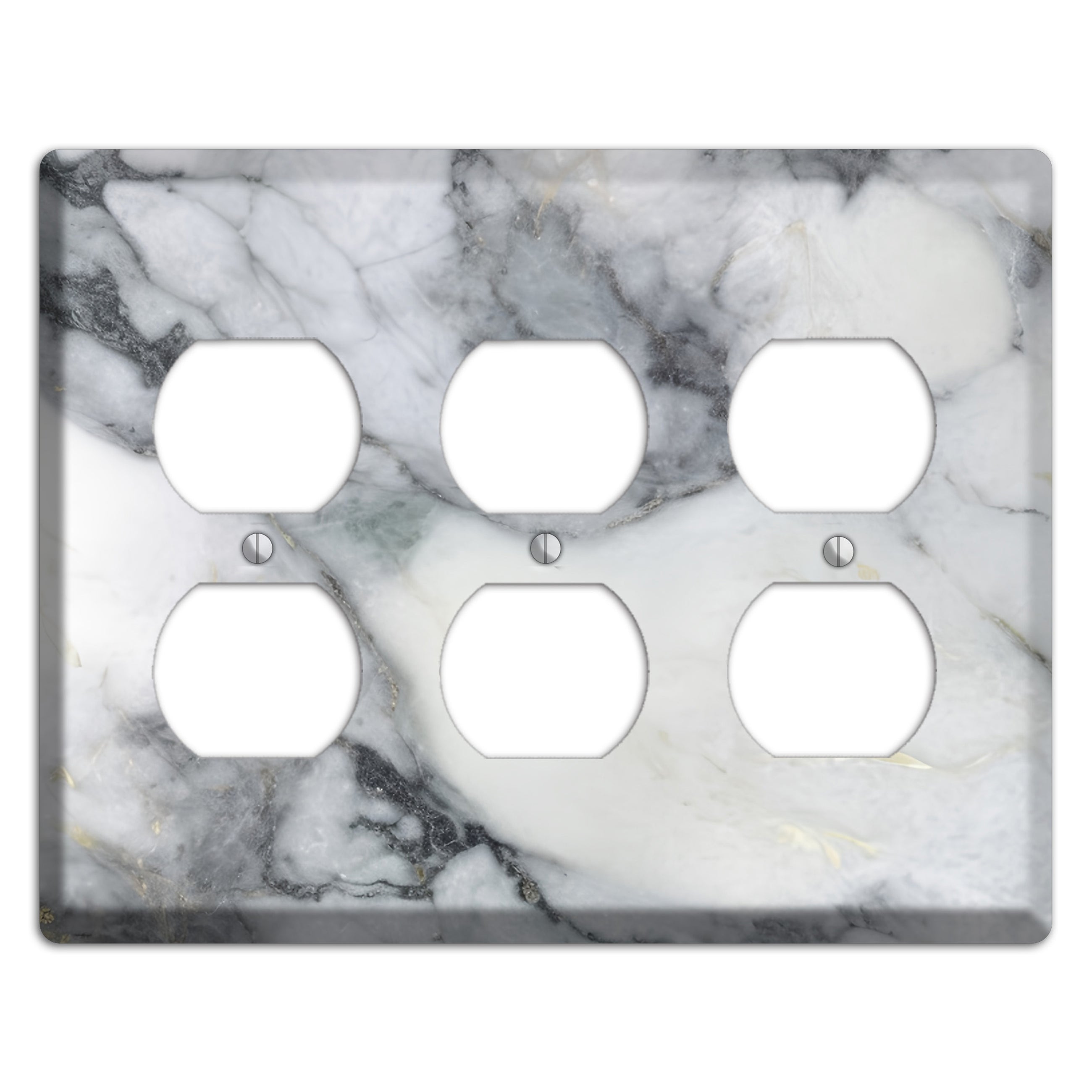 White and Grey Marble 3 Duplex Wallplate