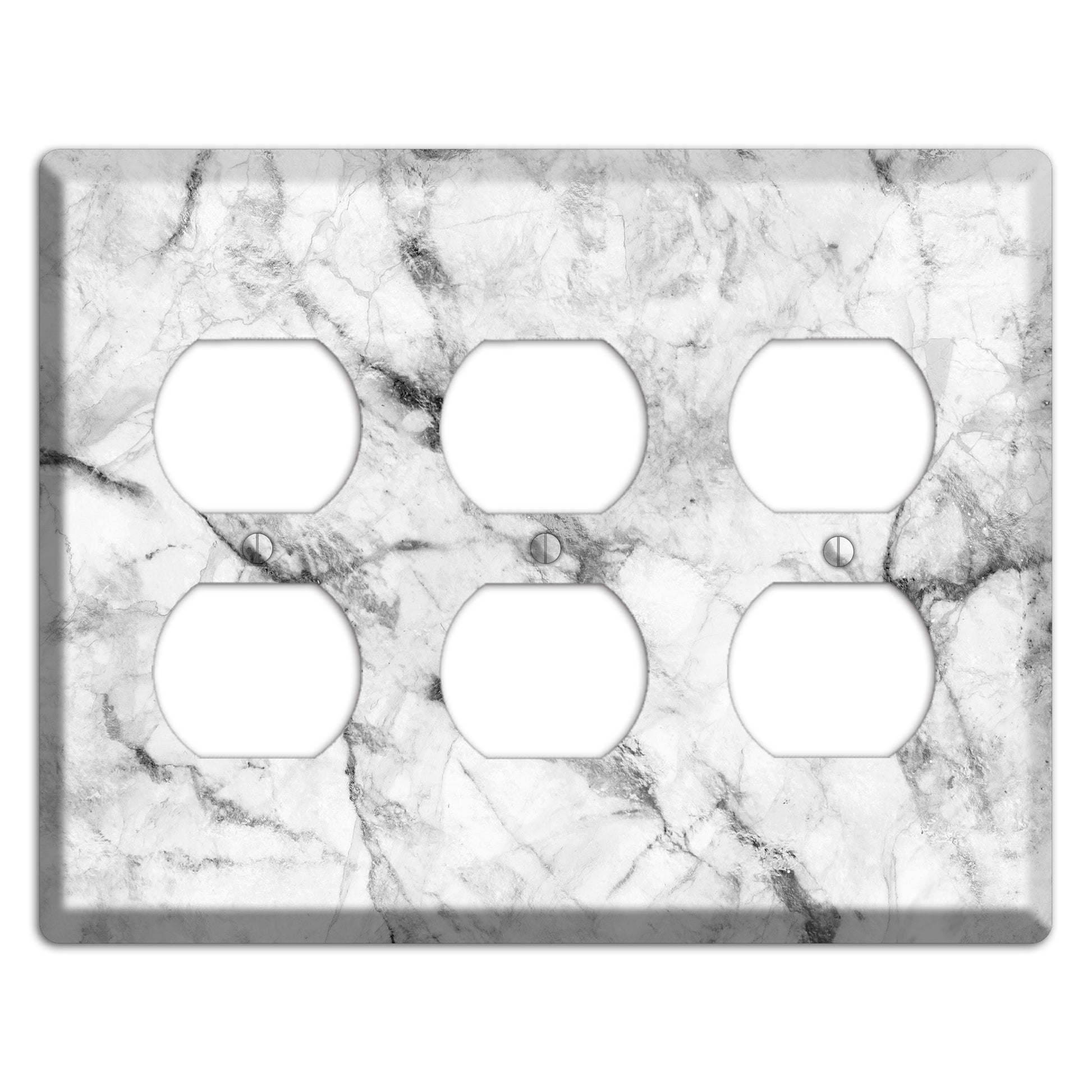 White and Gray Marble 3 Duplex Wallplate