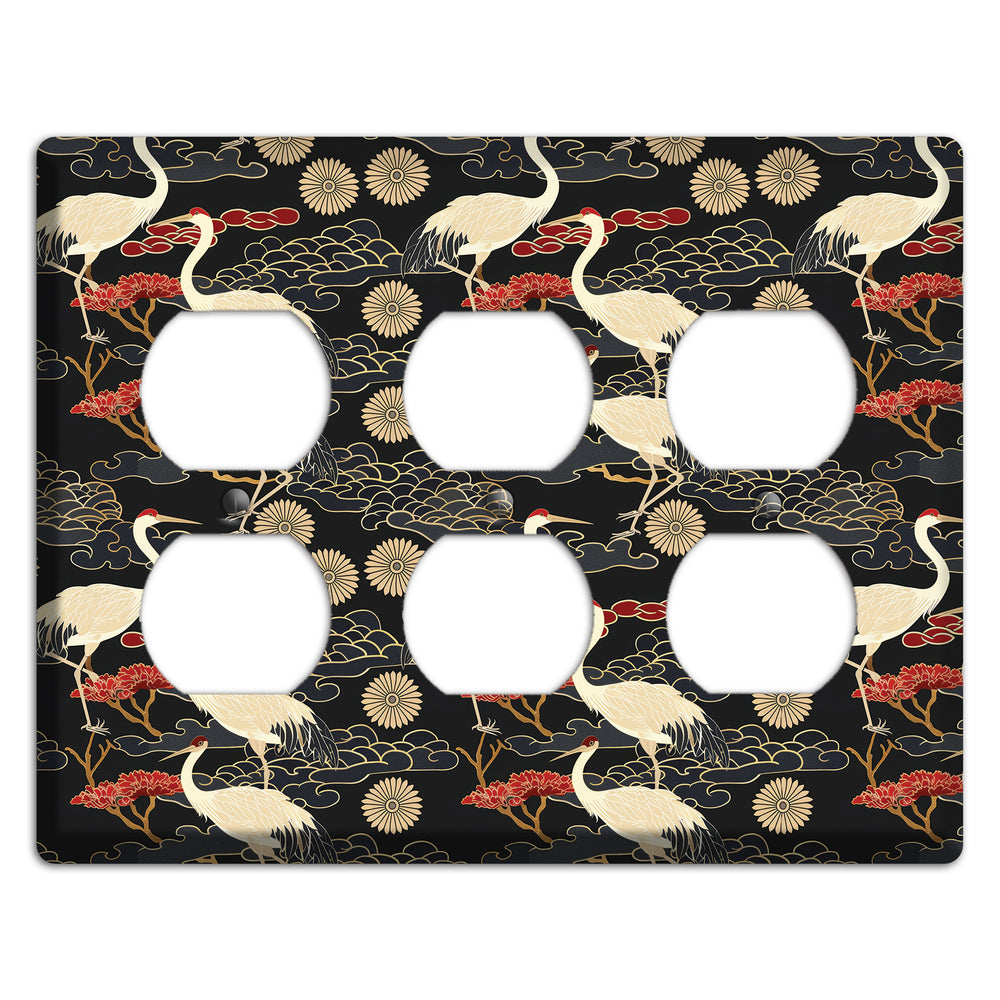 Obsidian Crane Procession 3 Duplex Wallplate
