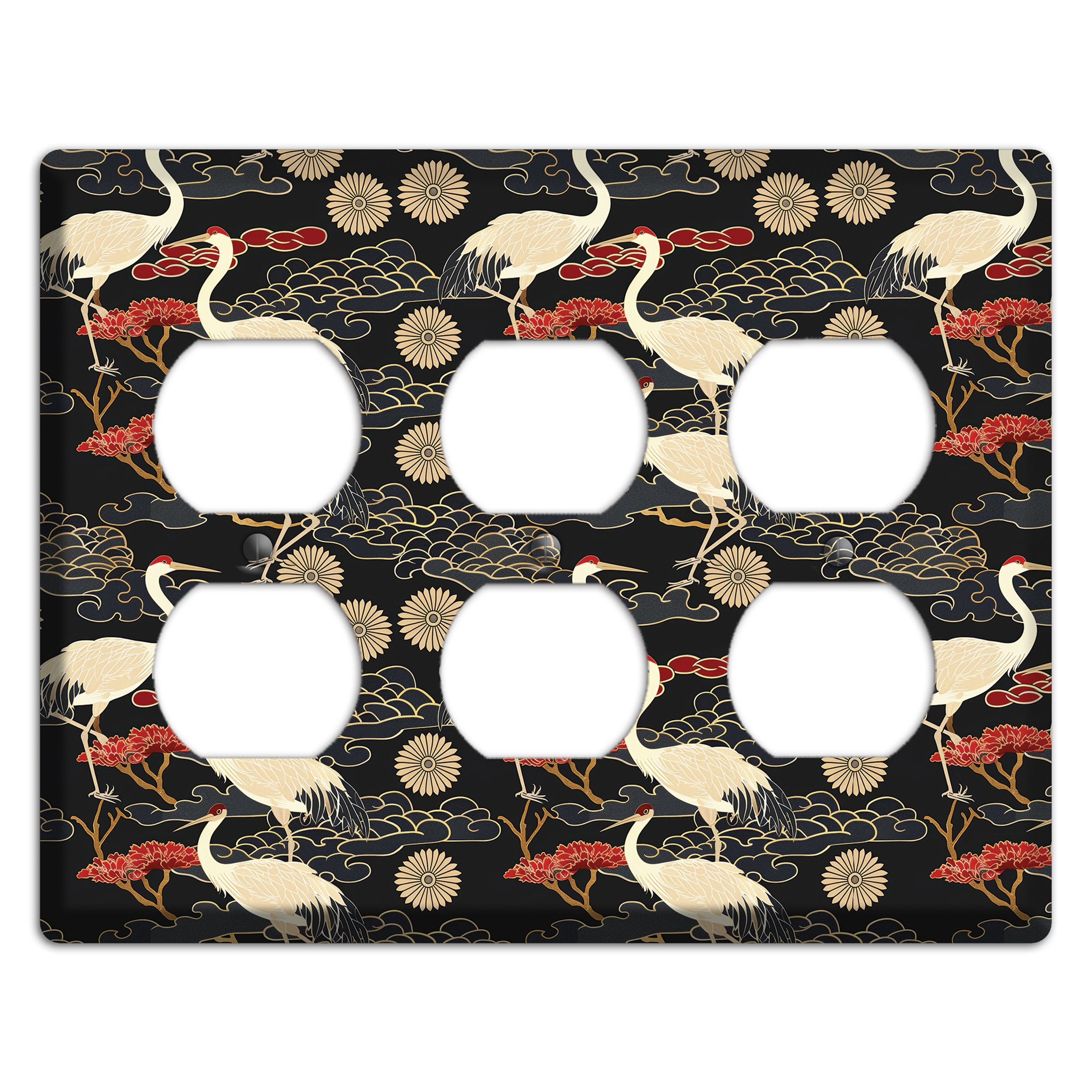Obsidian Crane Procession 3 Duplex Wallplate