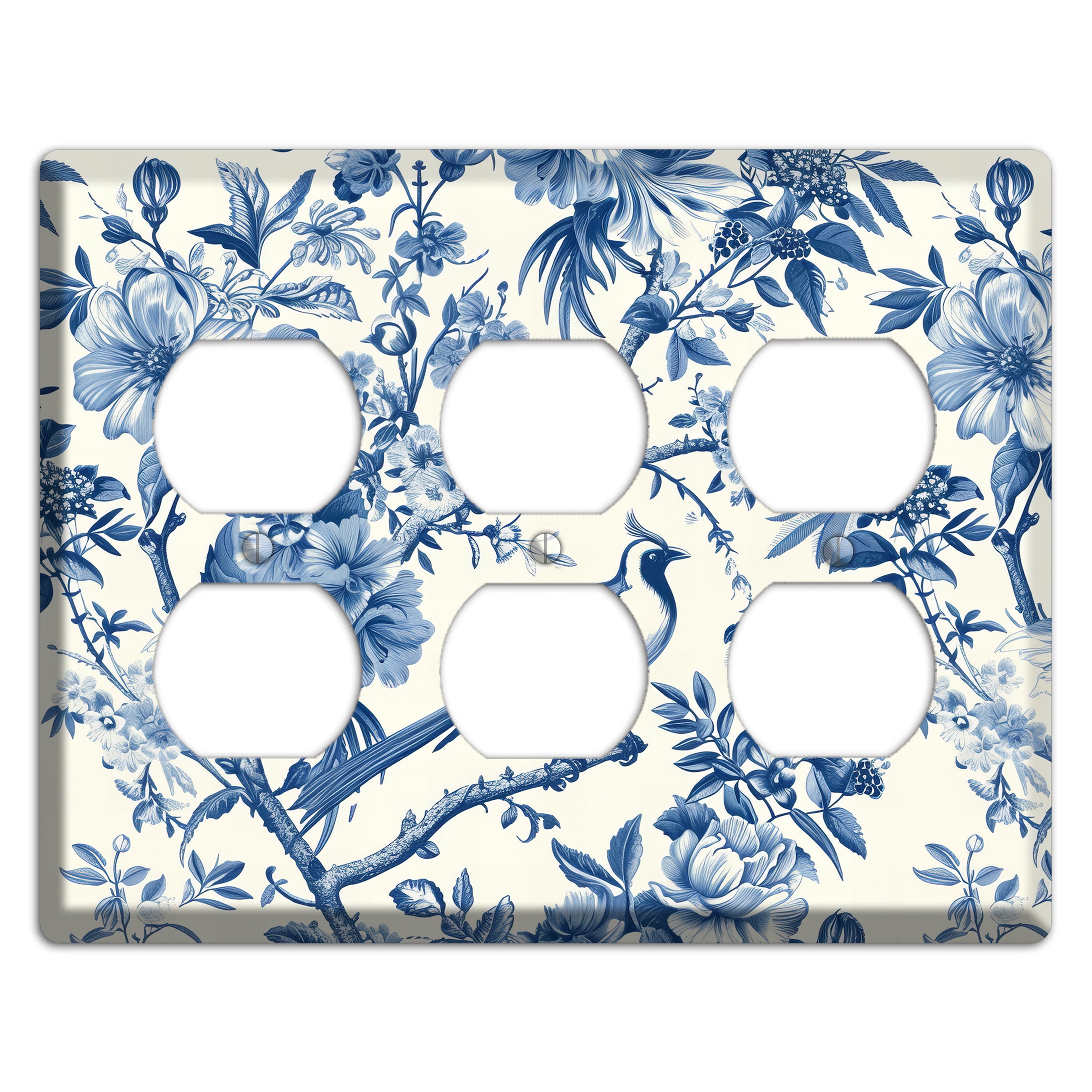 Garden Reverie Blue 3 Duplex Wallplate