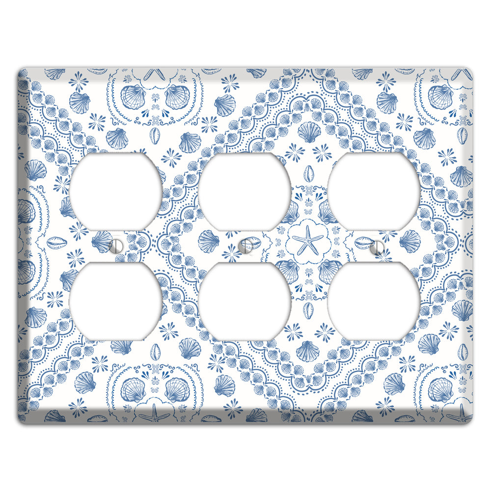 Azure Shell Damask 3 Duplex Wallplate