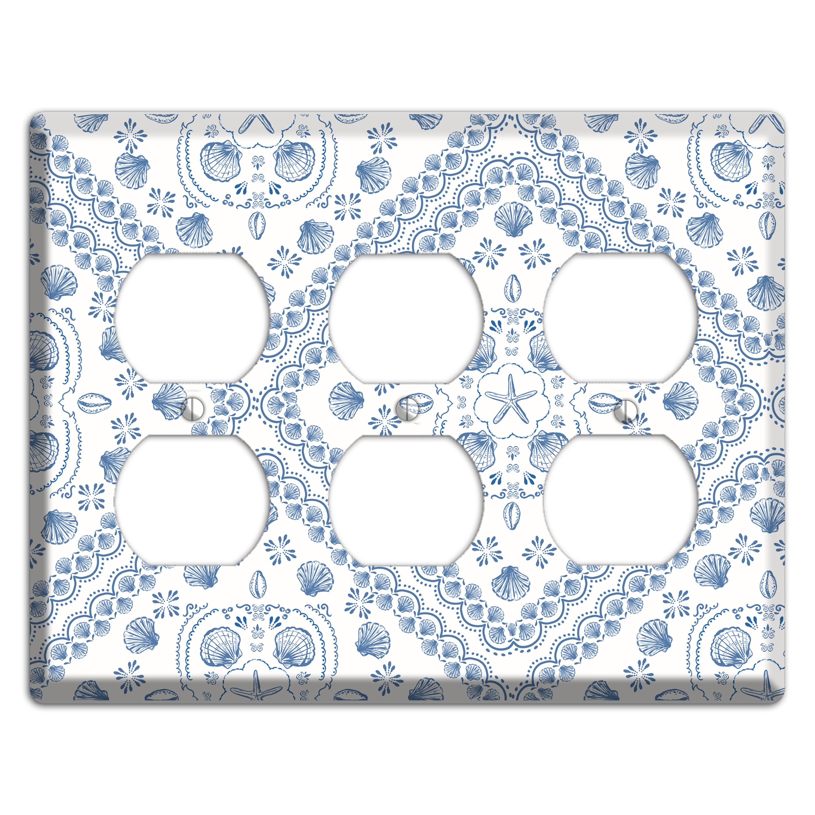 Azure Shell Damask 3 Duplex Wallplate