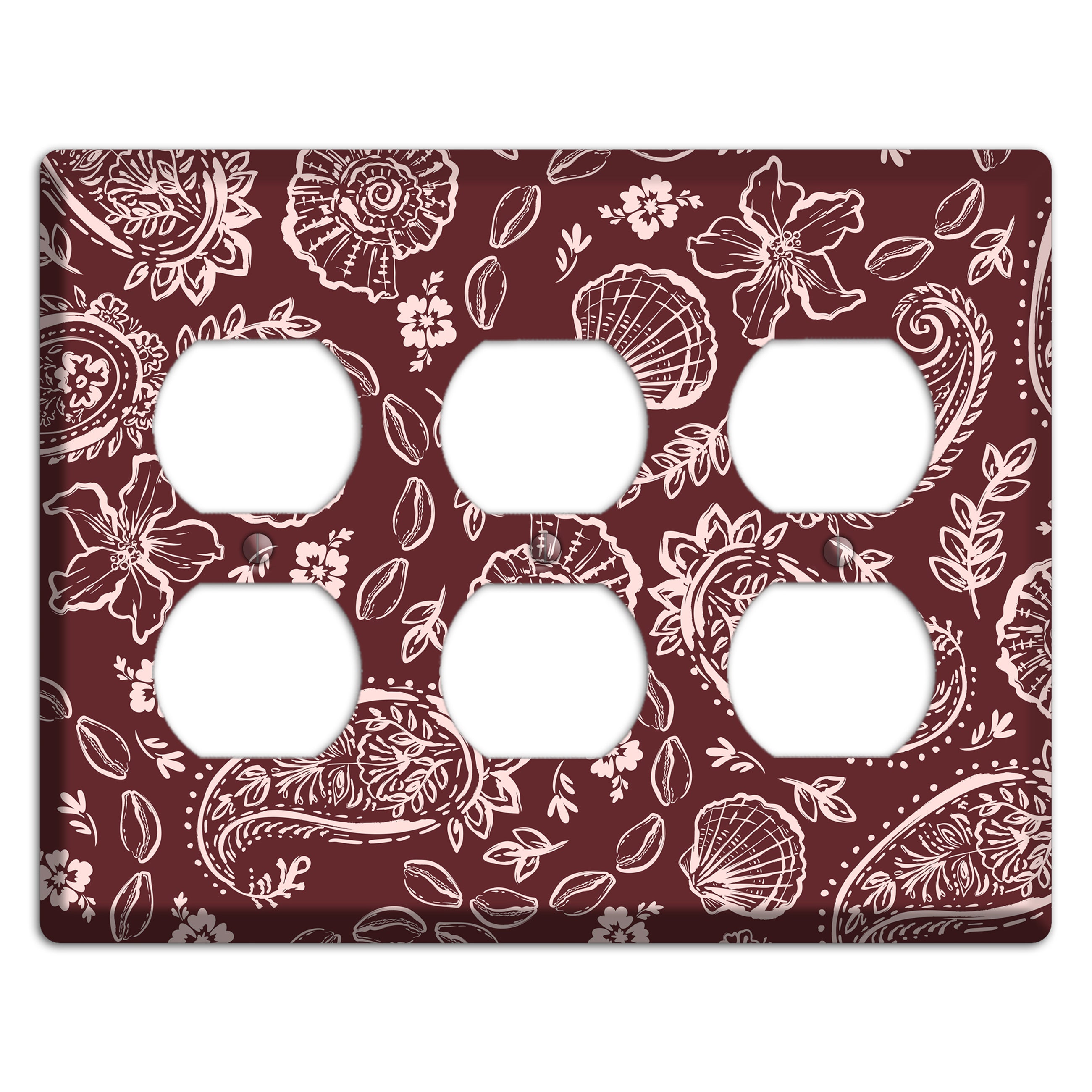 Crimson Shell Paisley 3 Duplex Wallplate