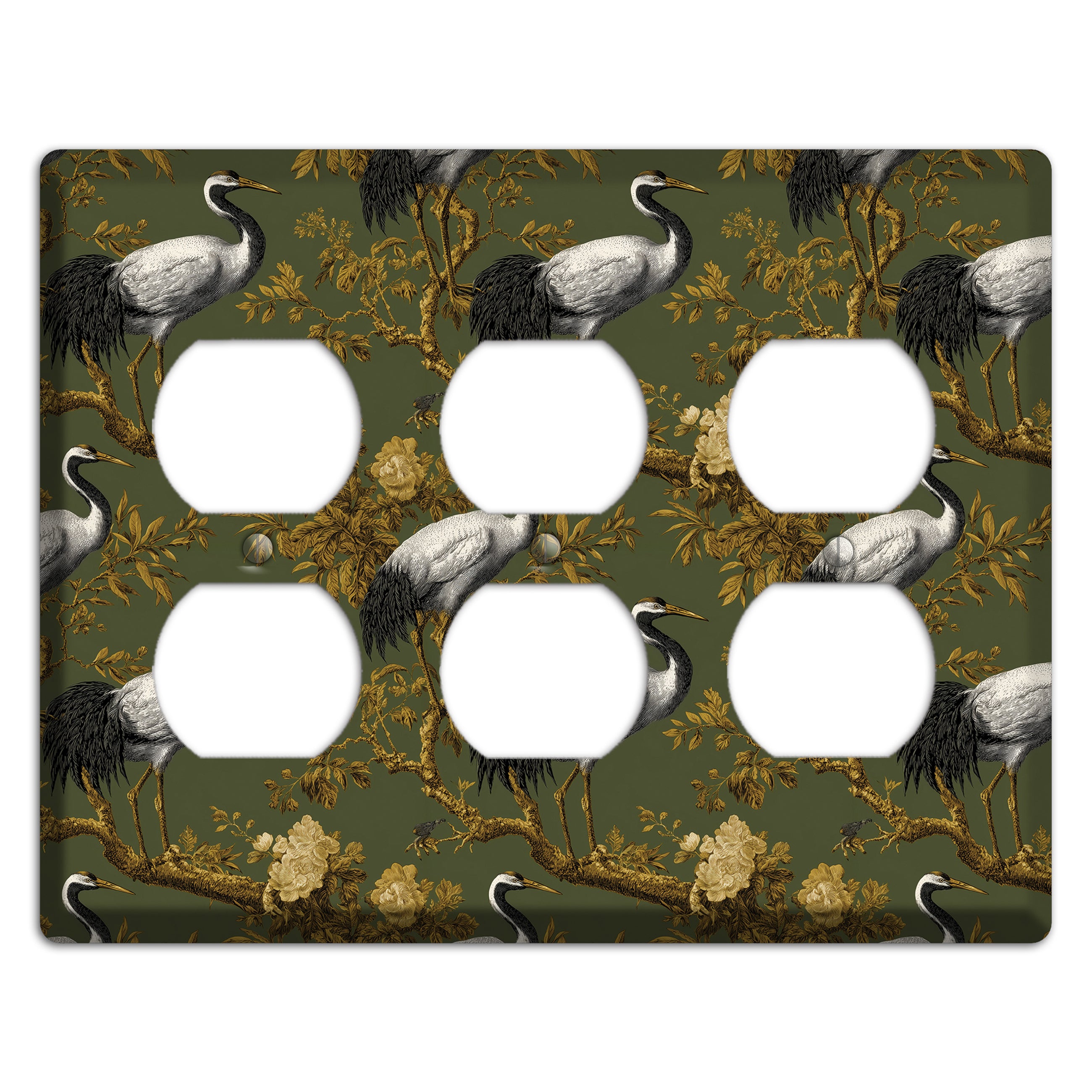 Olive Toile Sanctuary 3 Duplex Wallplate