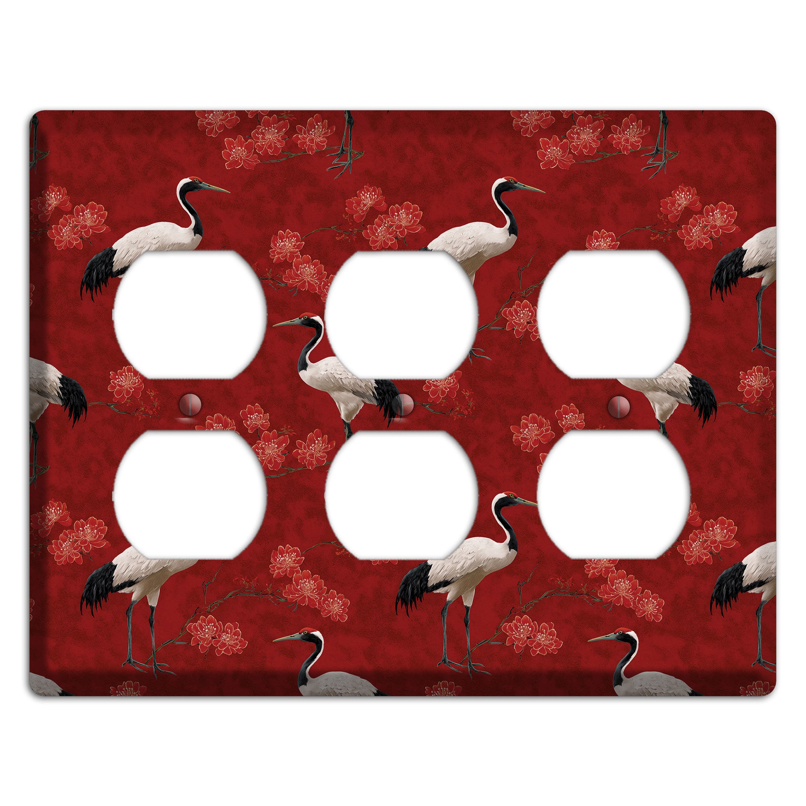 Vermillion Crane Bloom 3 Duplex Wallplate