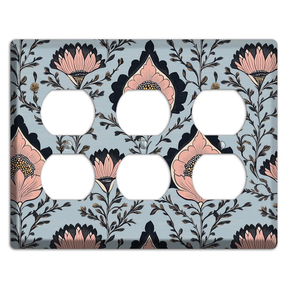 Lotus & Damask Dusk 3 Duplex Wallplate