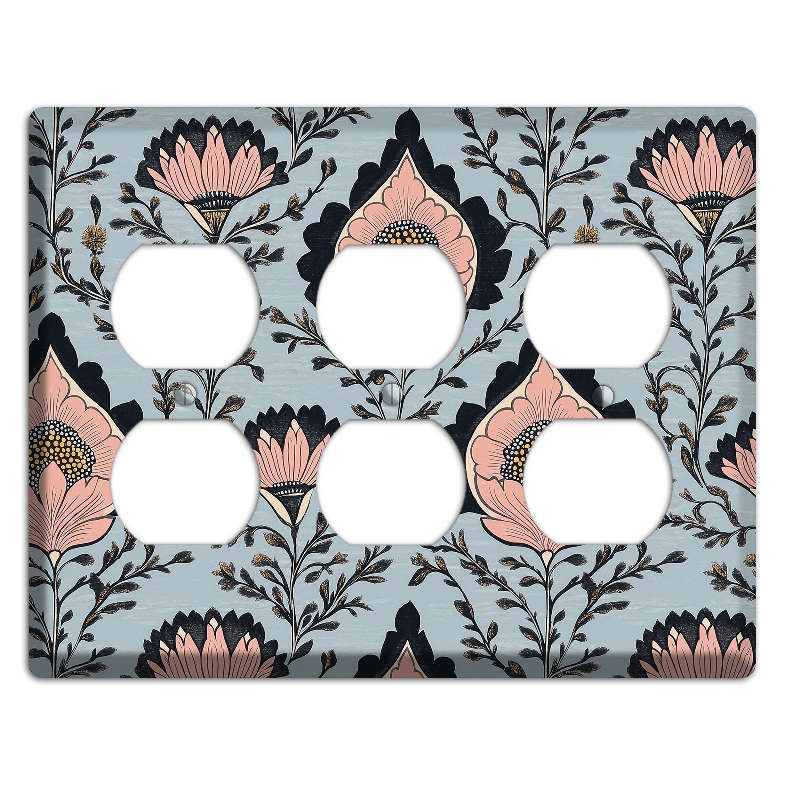 Lotus & Damask Dusk 3 Duplex Wallplate