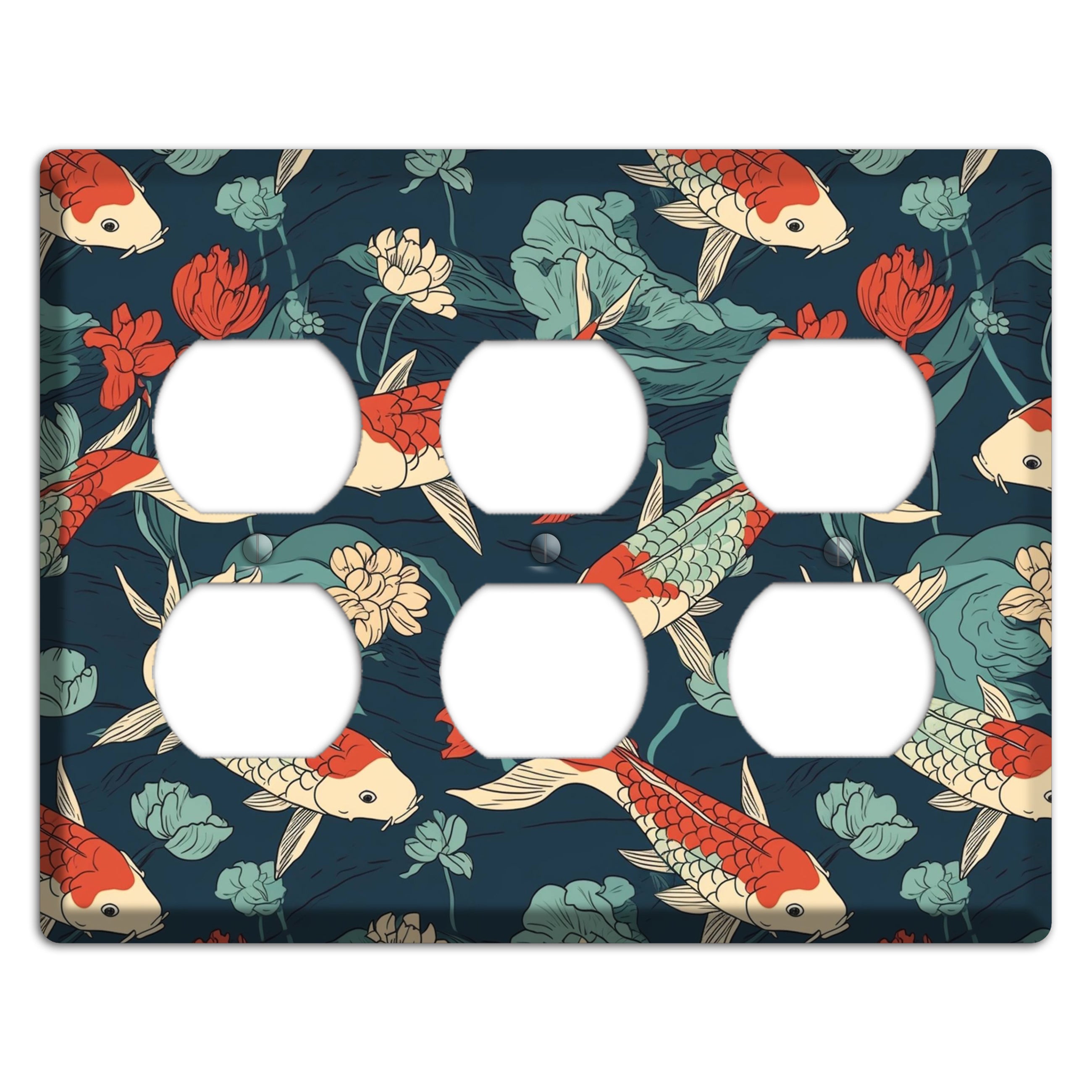 Koi & Lotus Drift 3 Duplex Wallplate