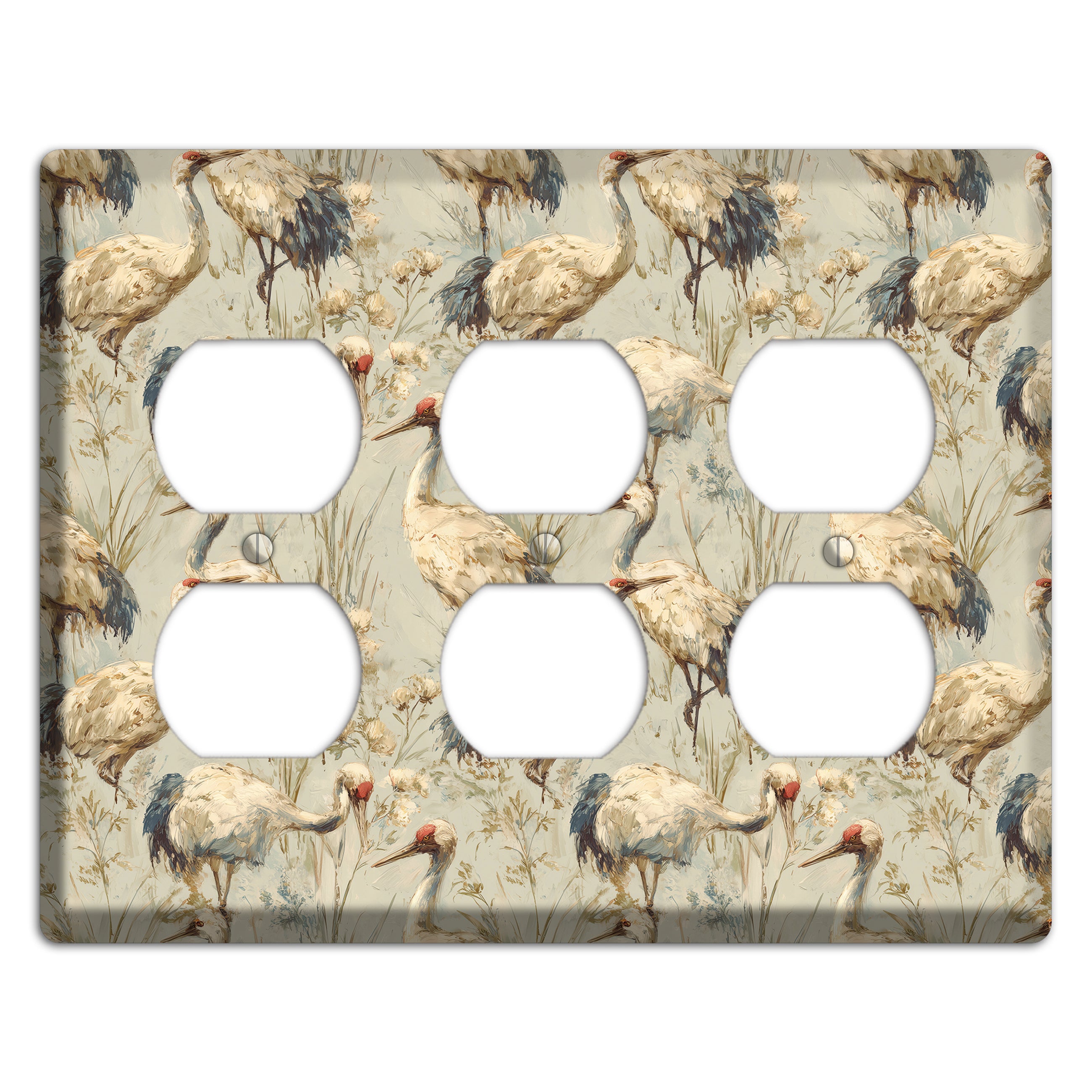 Driftwood Crane Marsh 3 Duplex Wallplate