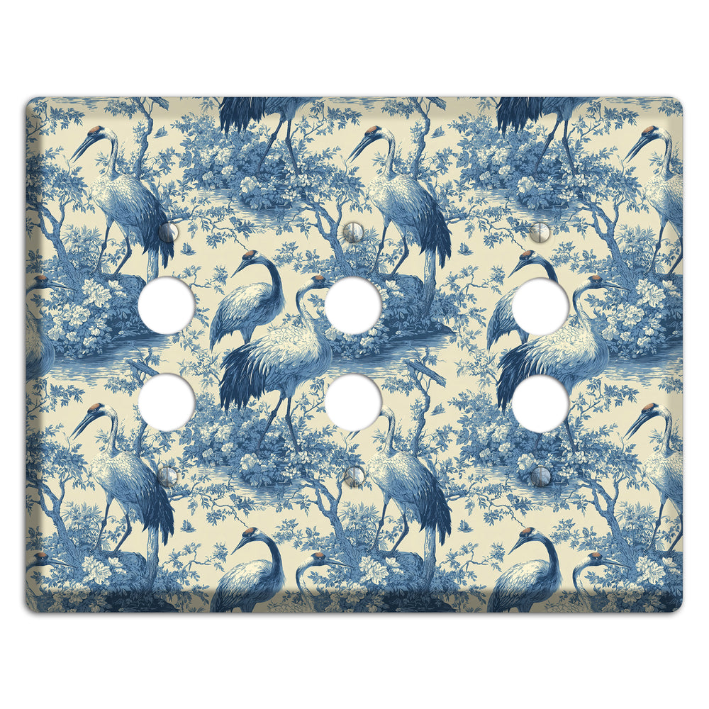 Cobalt Toile Vigil 3 Pushbutton Wallplate