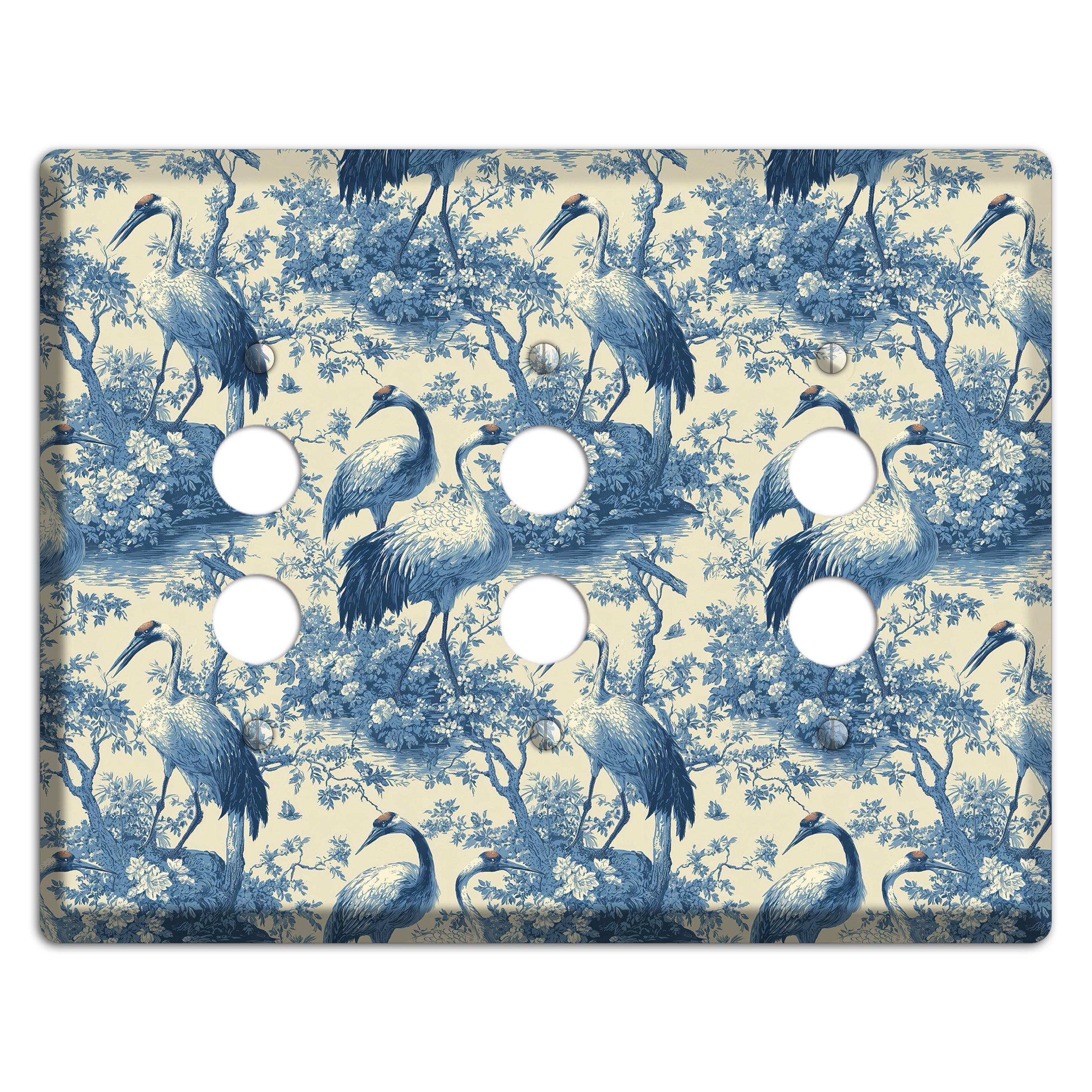 Cobalt Toile Vigil 3 Pushbutton Wallplate