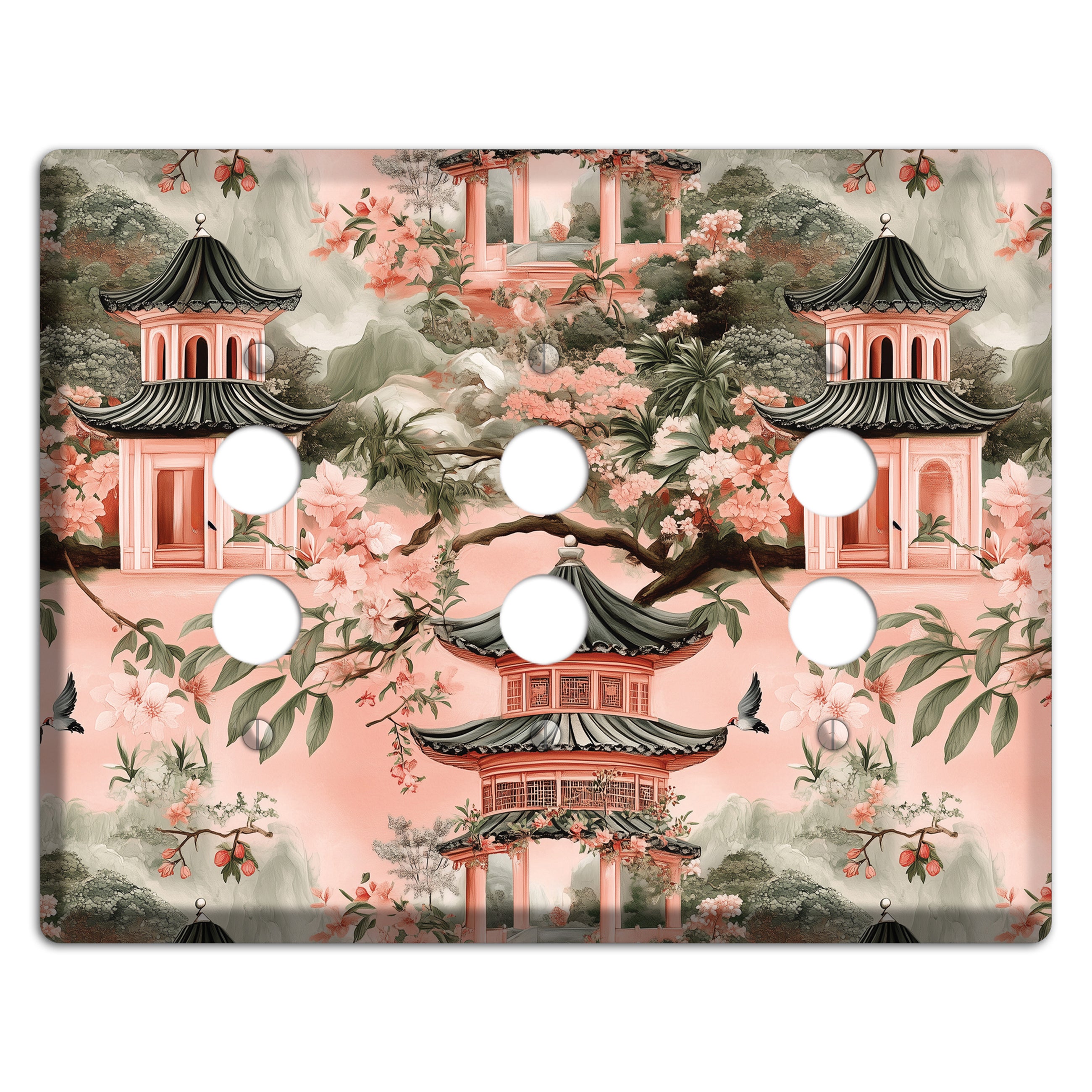 Pagoda & Plum 3 Pushbutton Wallplate