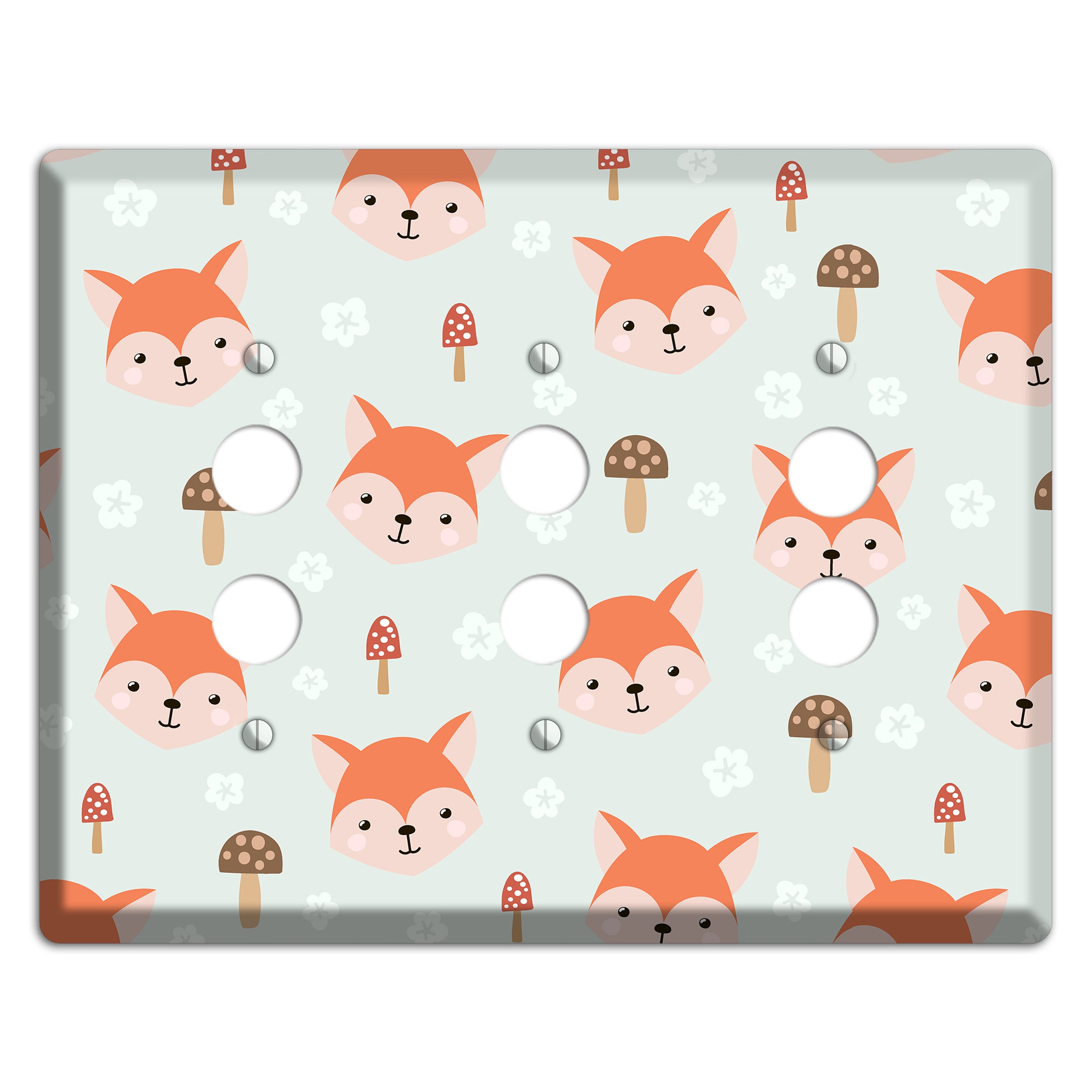 Fox & Fungi Friends 3 Pushbutton Wallplate
