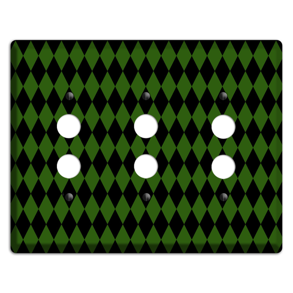 Jester's Diamonds: Green 3 Pushbutton Wallplate
