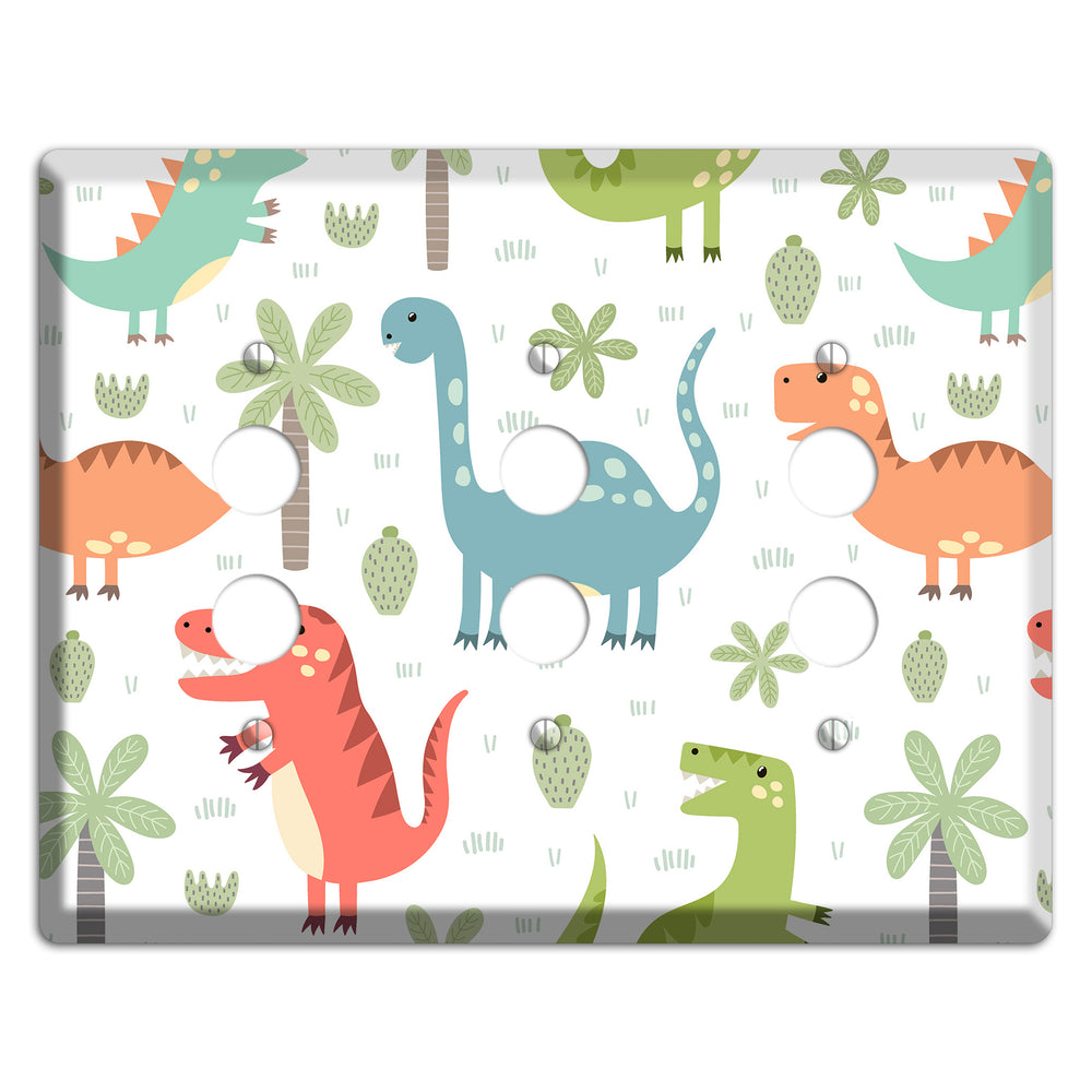 Jurassic Pals (Pastel) 3 Pushbutton Wallplate
