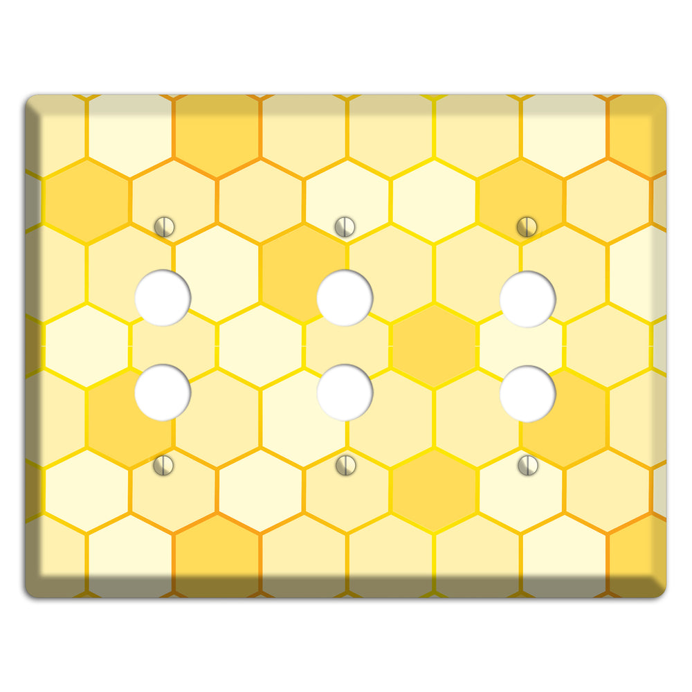 Hollow Amber Grid 3 Pushbutton Wallplate