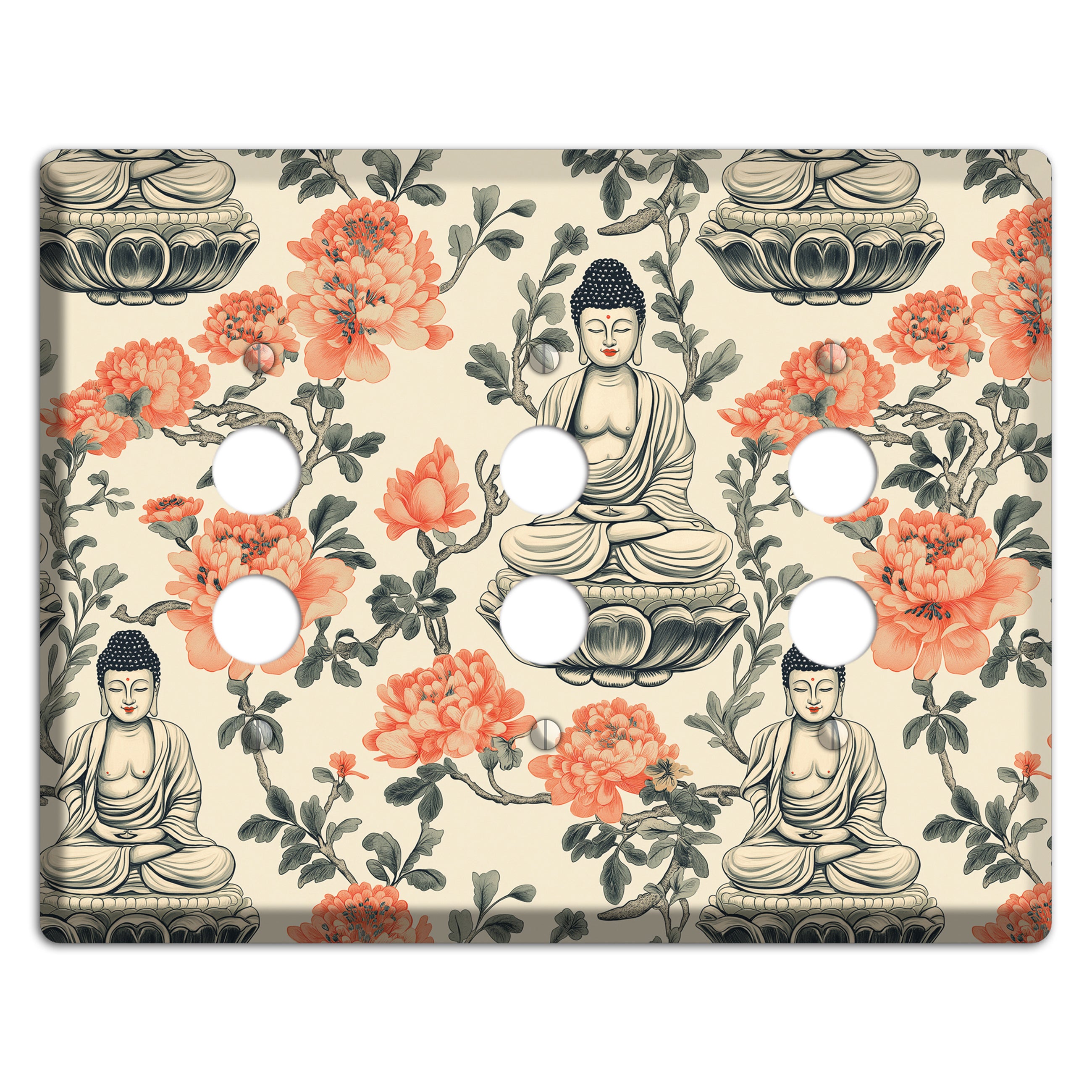 Lotus & Ember 3 Pushbutton Wallplate