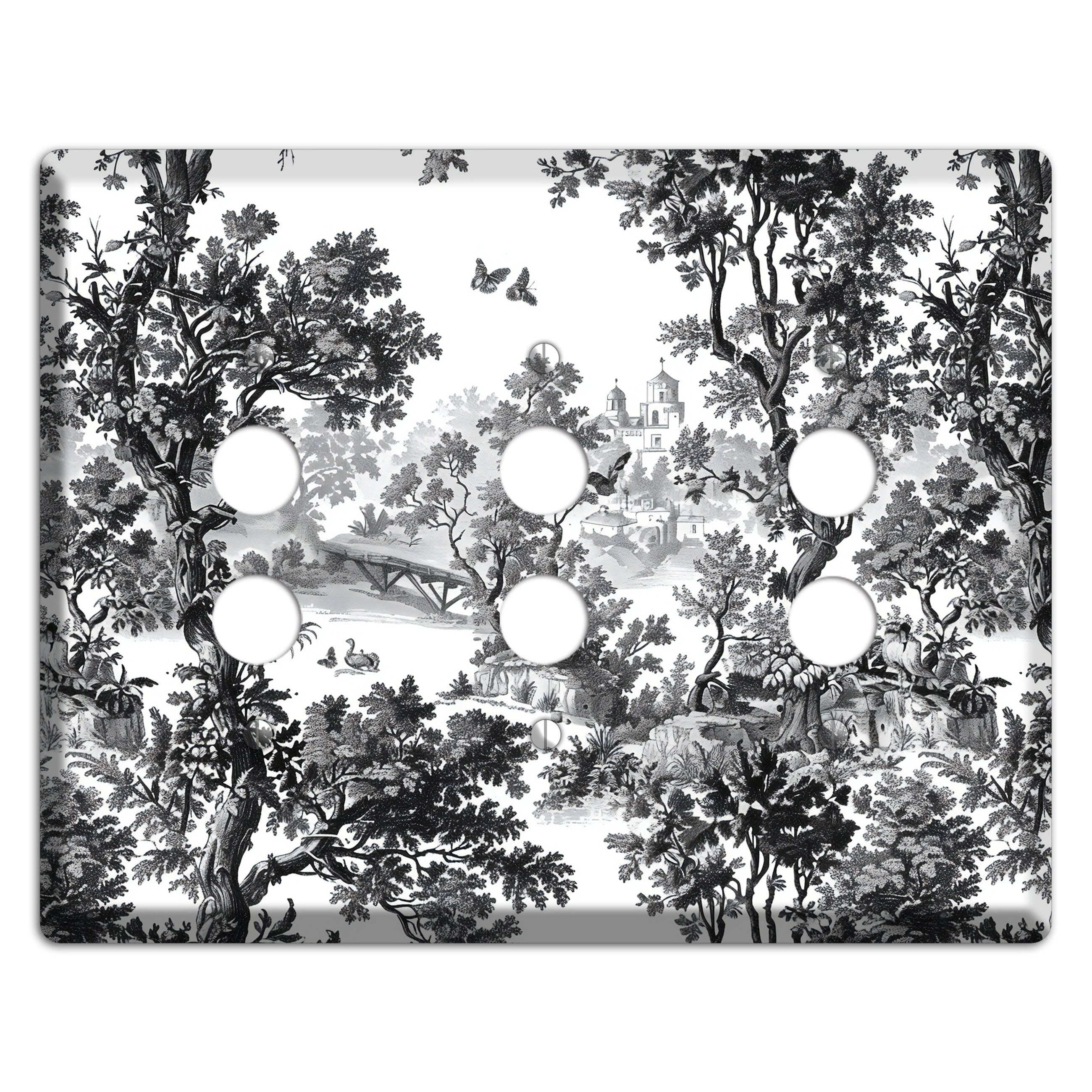 Woodland Chapel Mist 3 Pushbutton Wallplate