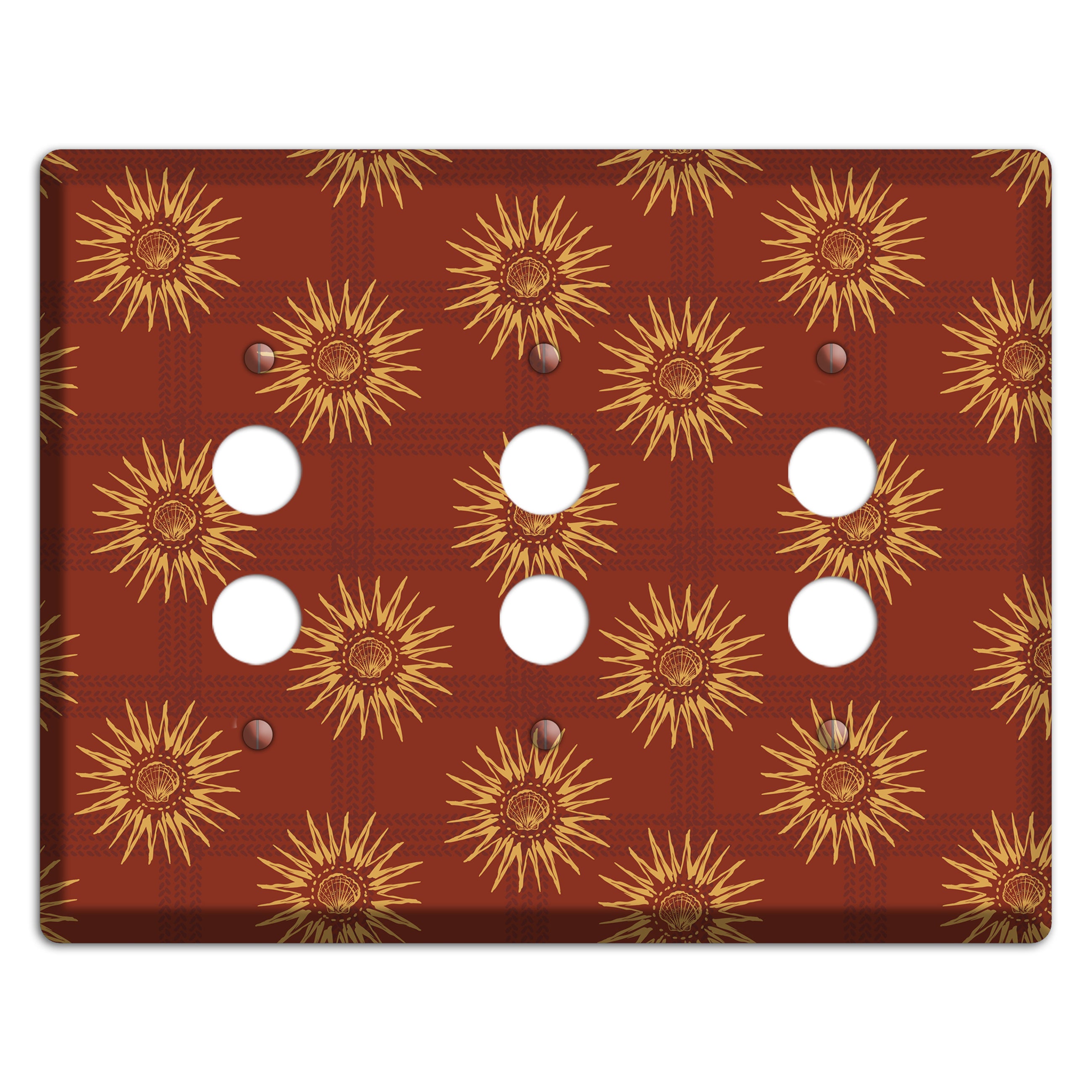Russet Sun Plaid 3 Pushbutton Wallplate