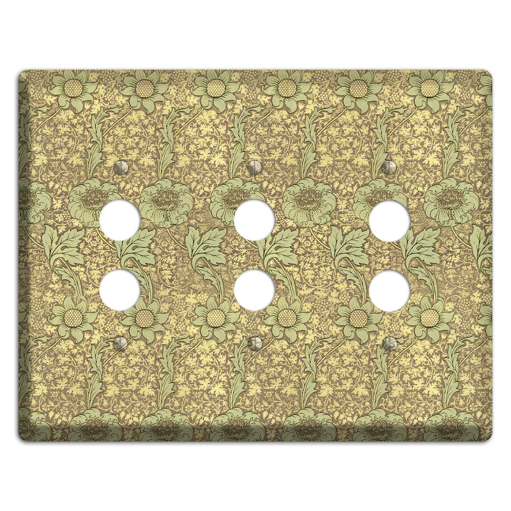 Wildflower Scroll 3 Pushbutton Wallplate