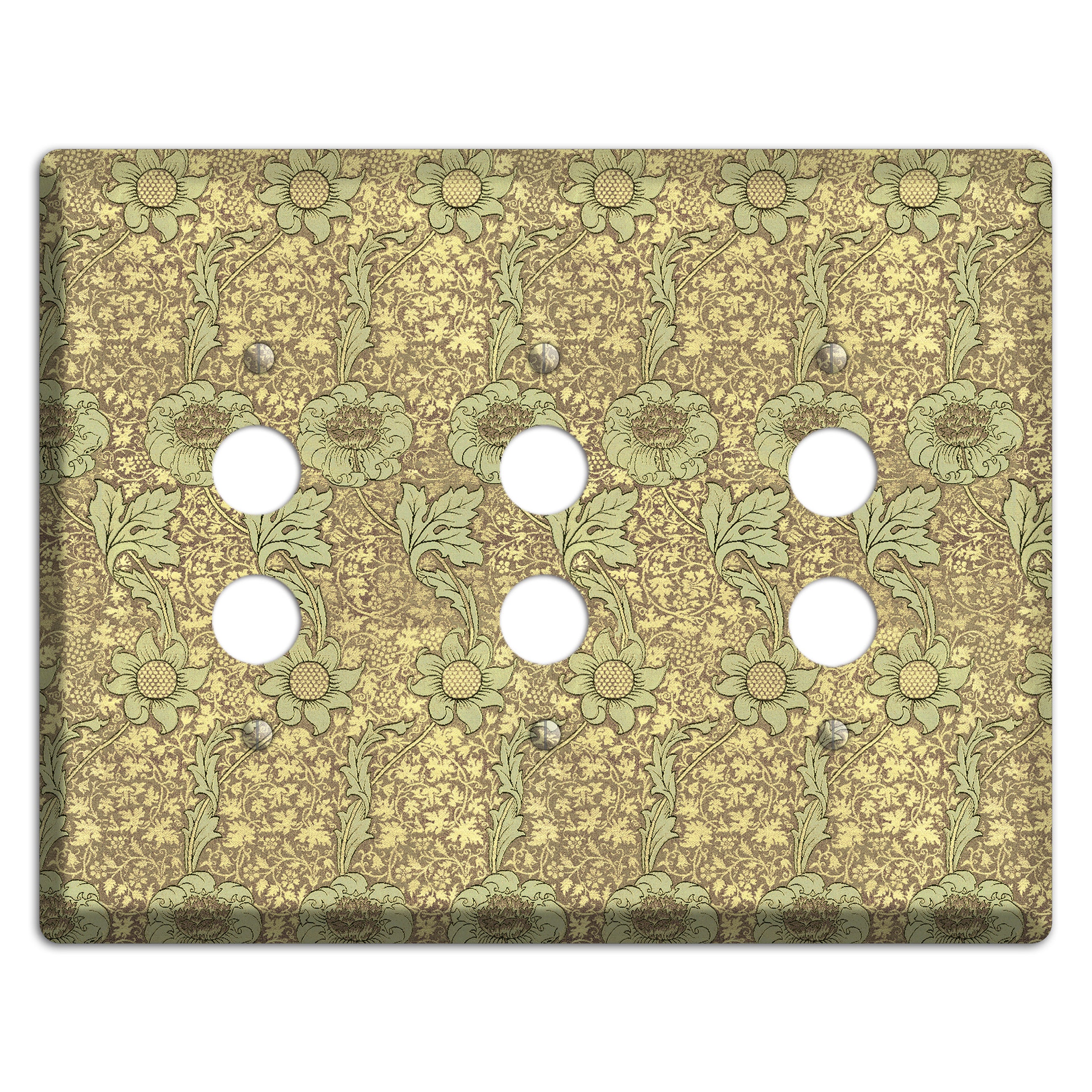 Wildflower Scroll 3 Pushbutton Wallplate