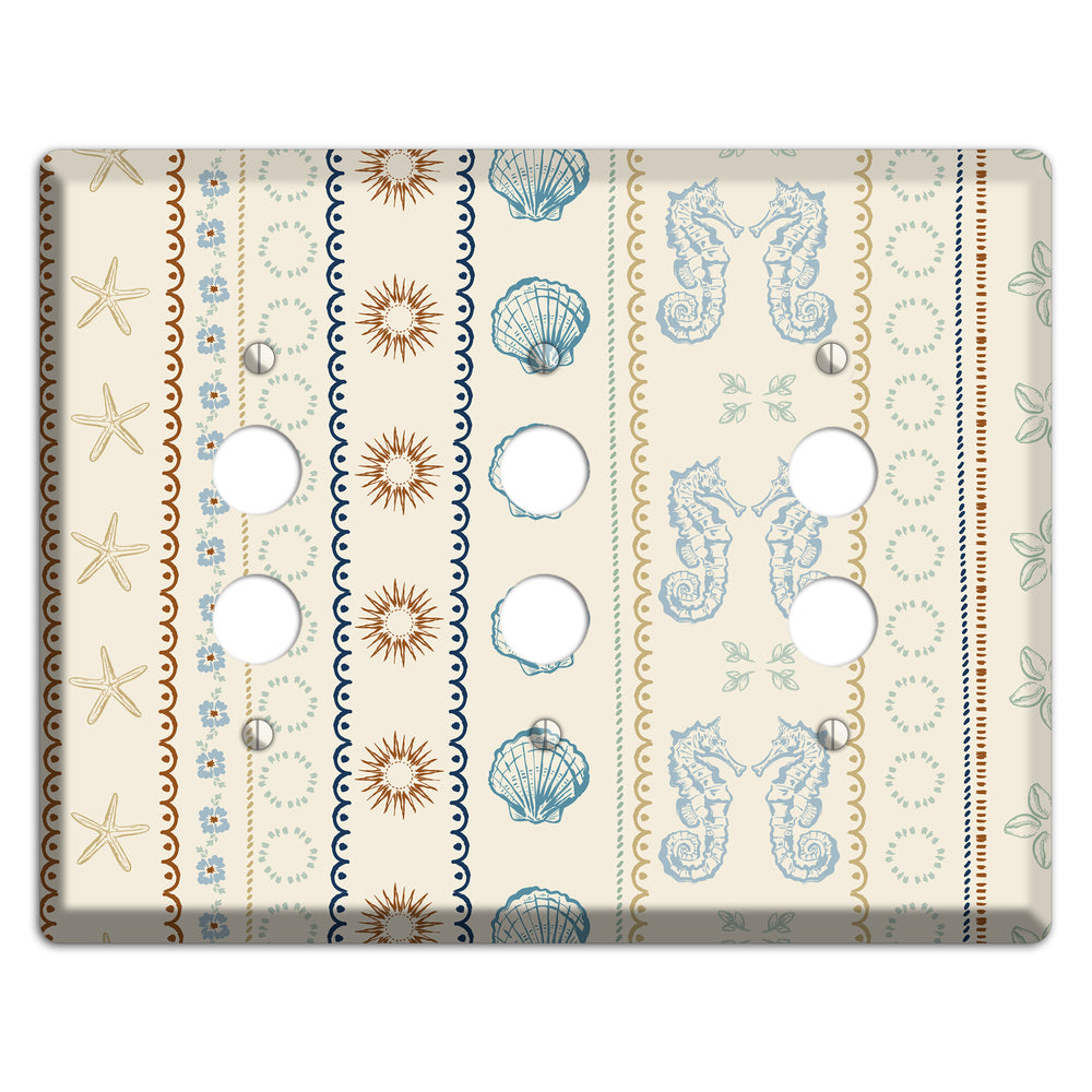 Ivory Seahorse Stripe 3 Pushbutton Wallplate