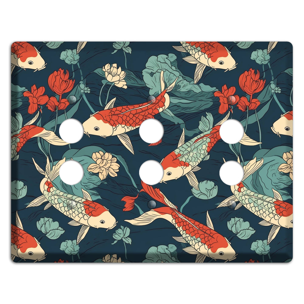 Koi & Lotus Drift 3 Pushbutton Wallplate