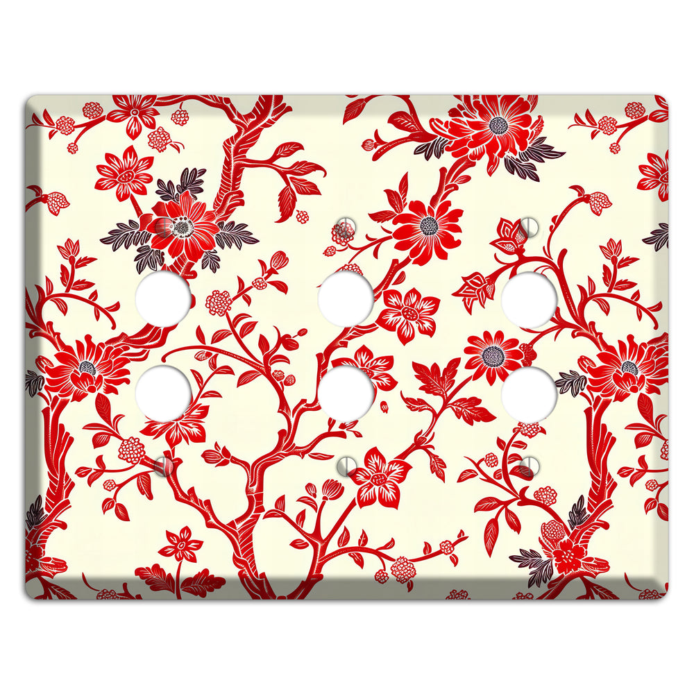 Crimson Branch & Bloom 3 Pushbutton Wallplate