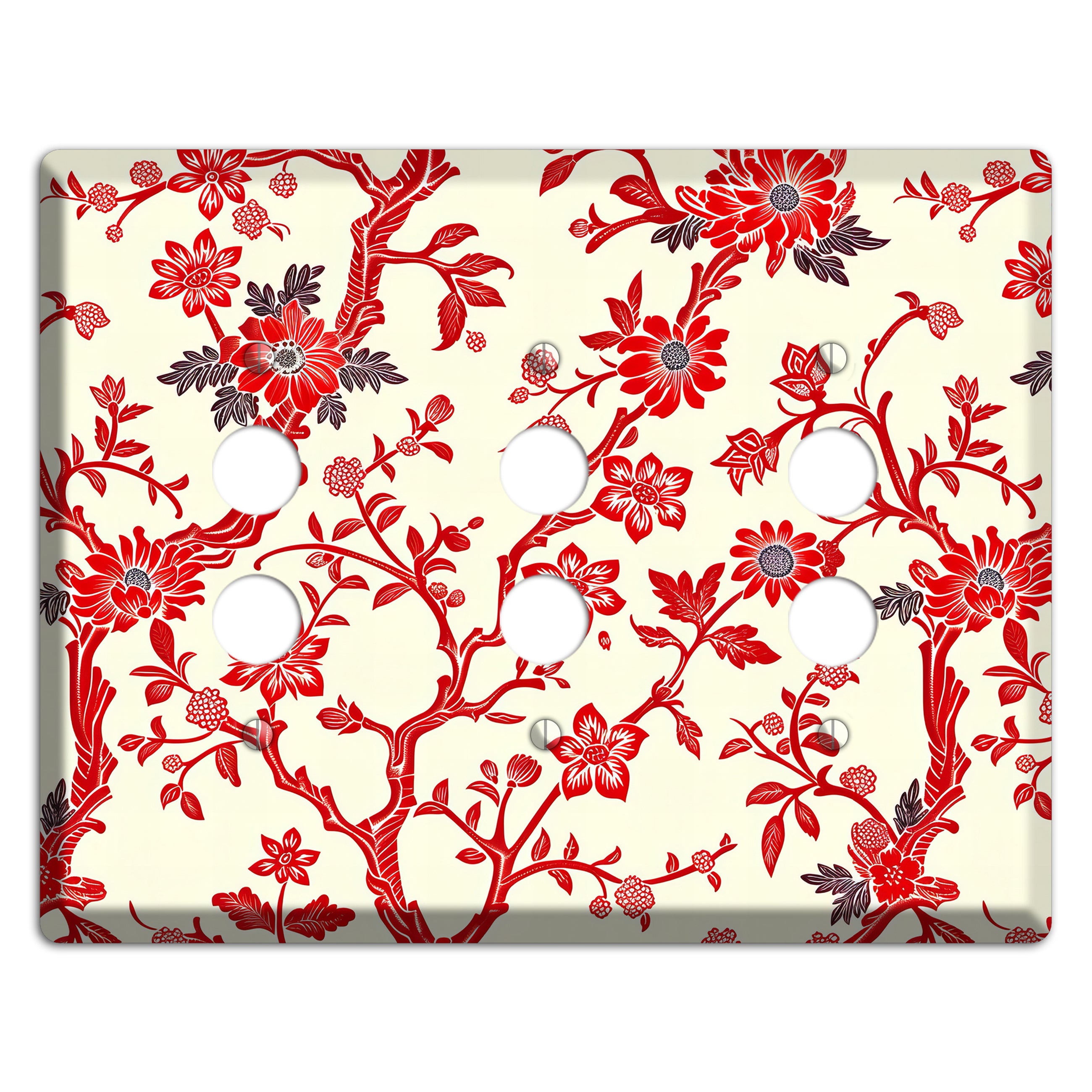 Crimson Branch & Bloom 3 Pushbutton Wallplate