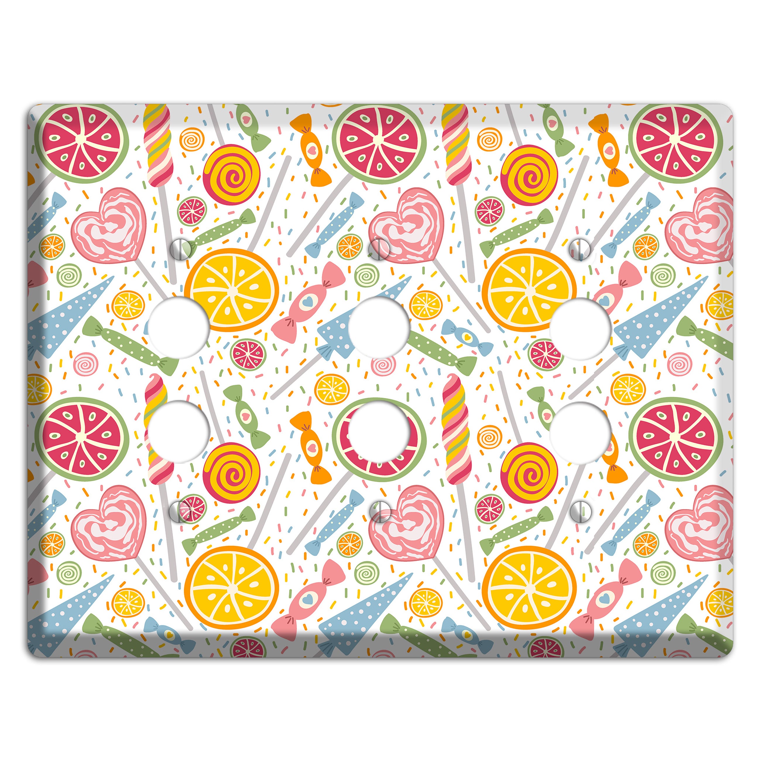 Candy Carnival (White) 3 Pushbutton Wallplate