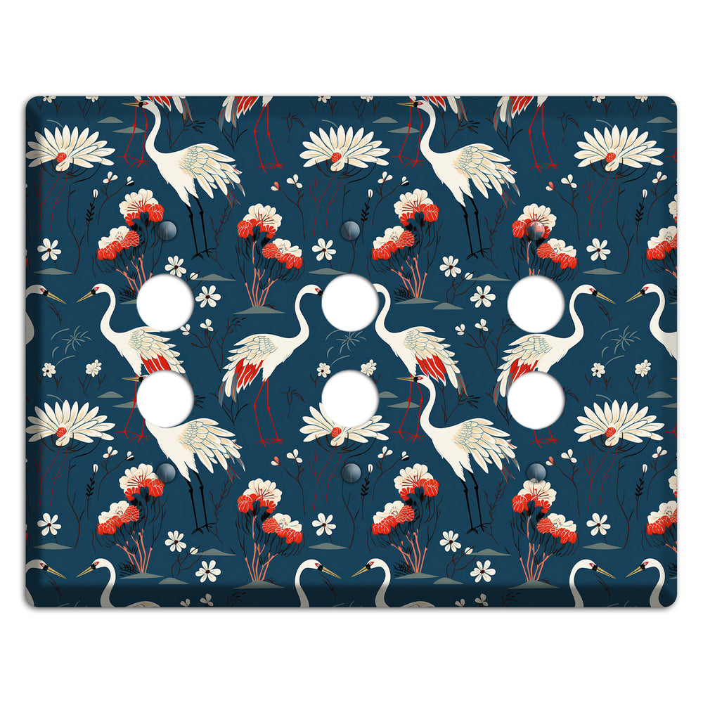 Sapphire Crane Meadow 3 Pushbutton Wallplate
