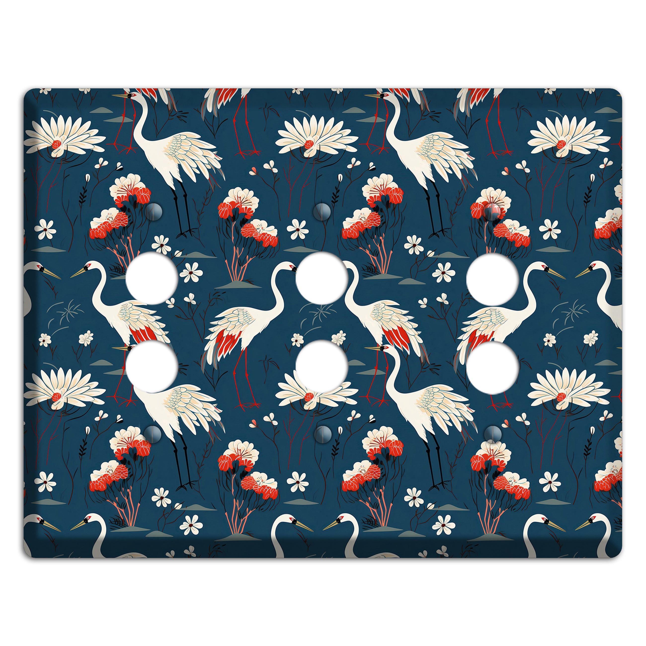 Sapphire Crane Meadow 3 Pushbutton Wallplate