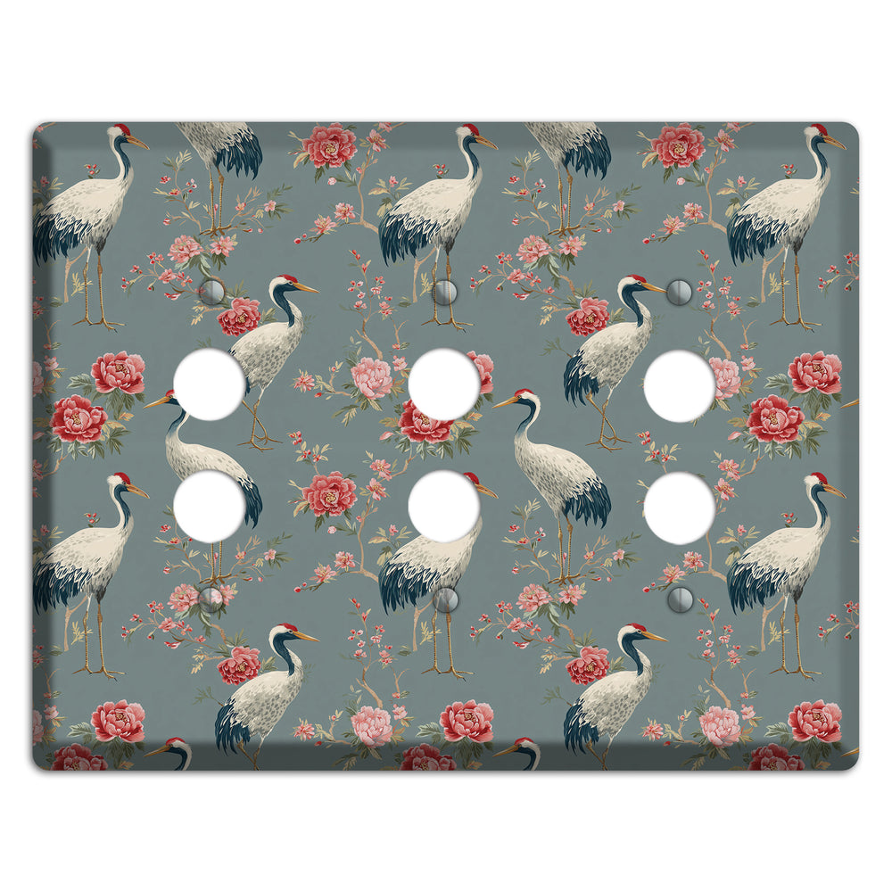 Slate Peony Vigil 3 Pushbutton Wallplate