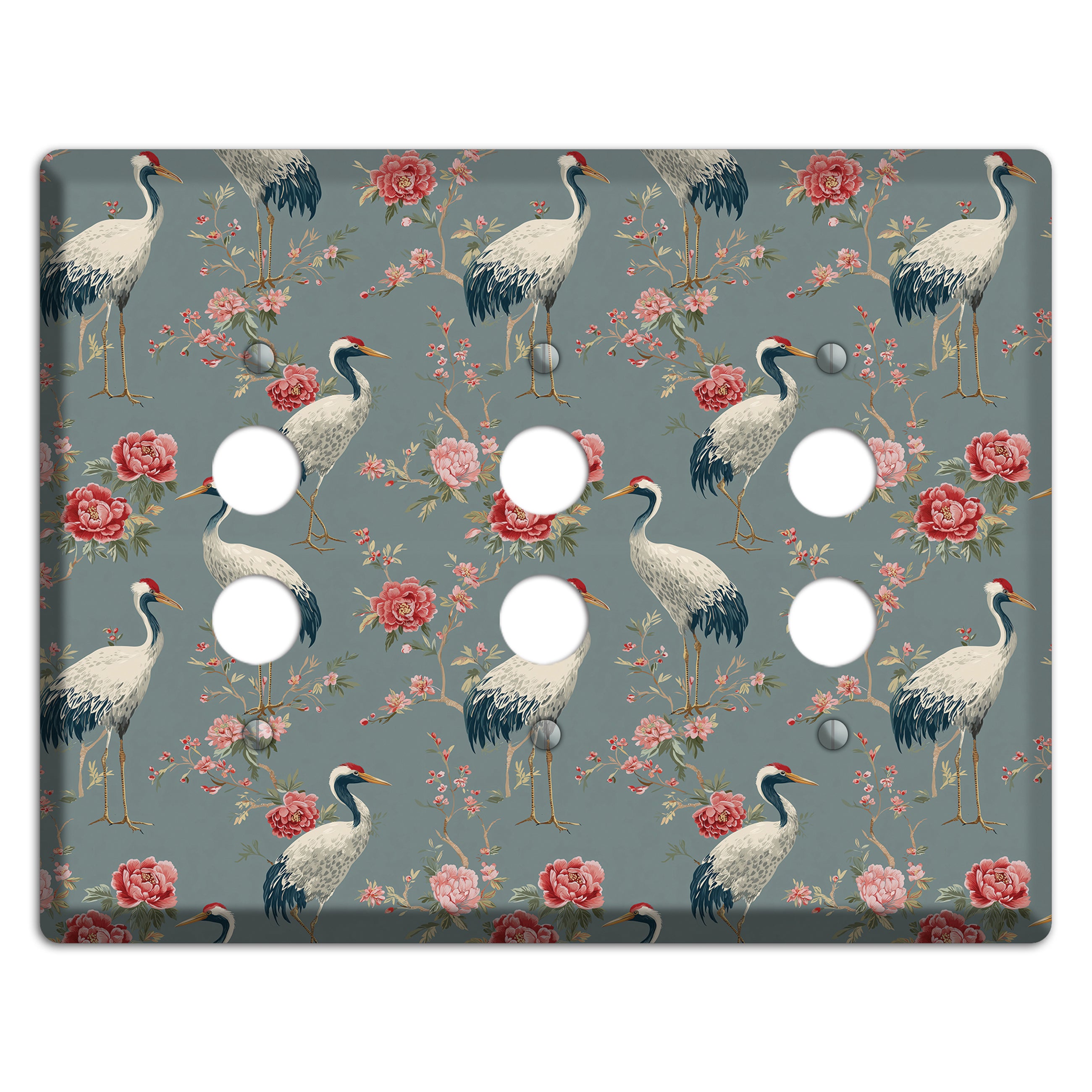 Slate Peony Vigil 3 Pushbutton Wallplate
