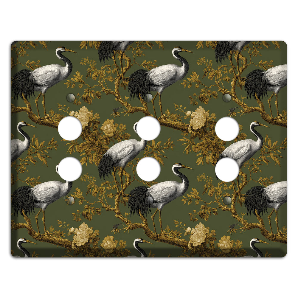 Olive Toile Sanctuary 3 Pushbutton Wallplate