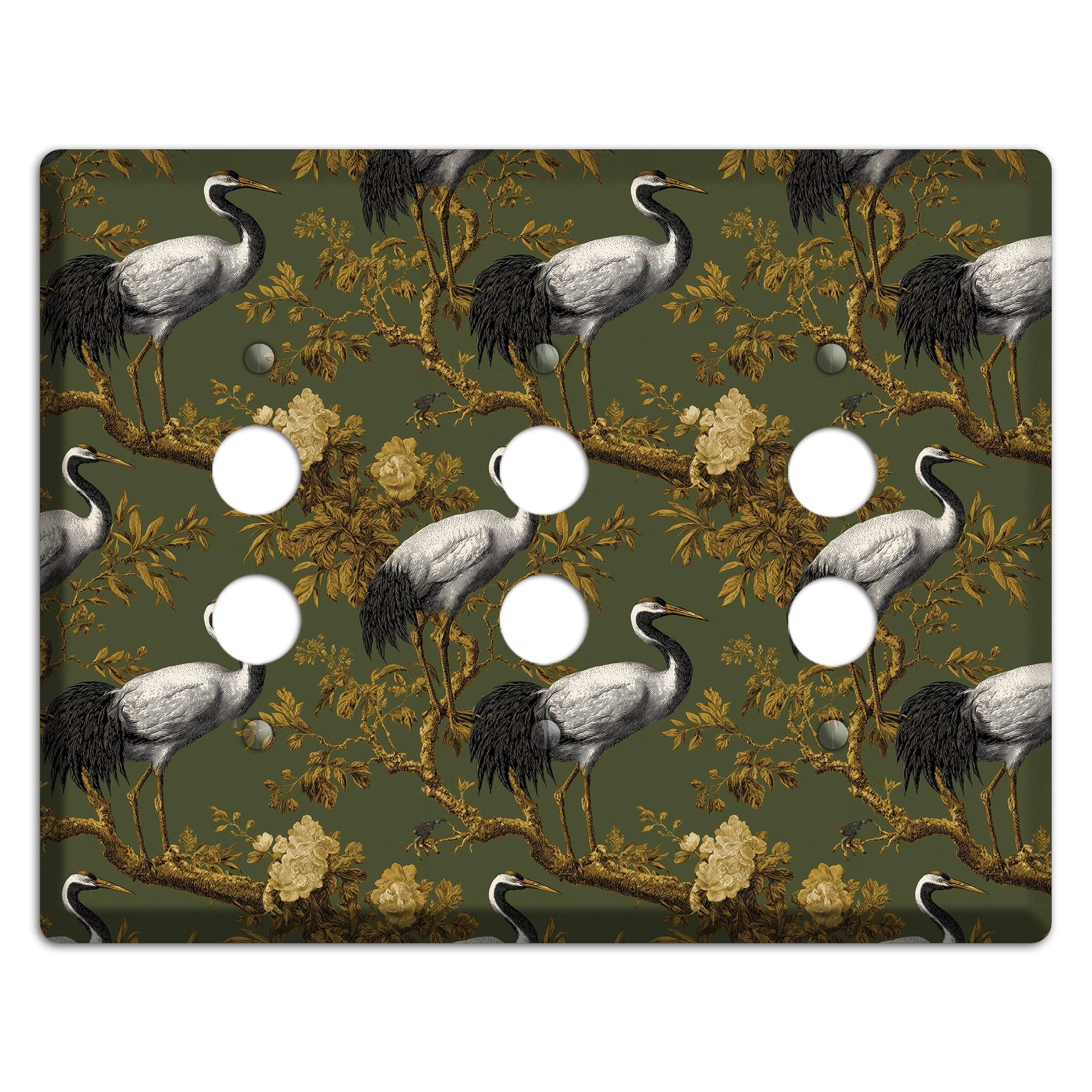 Olive Toile Sanctuary 3 Pushbutton Wallplate