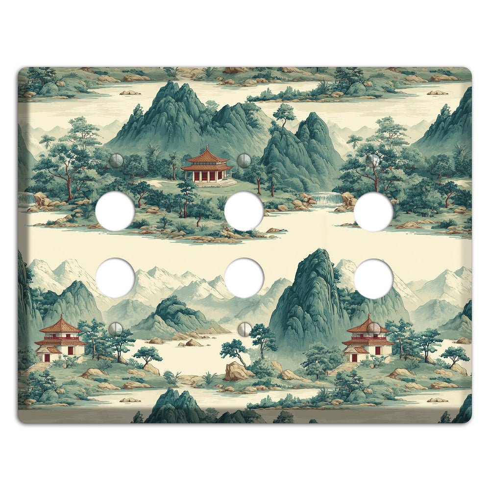 Mist & Pavilion 3 Pushbutton Wallplate